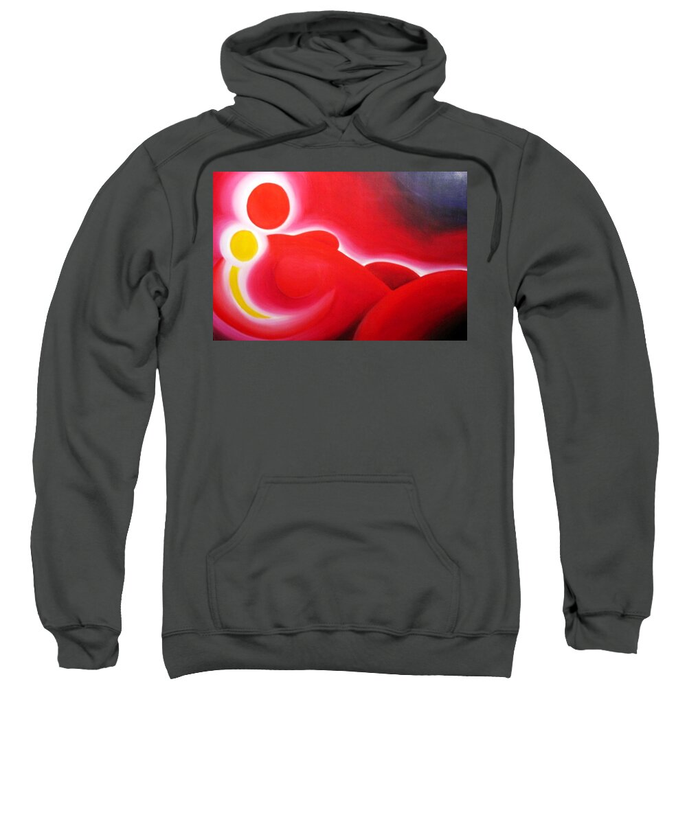 Red Sweatshirt featuring the painting Snuggle Time by Jennifer Hannigan-Green
