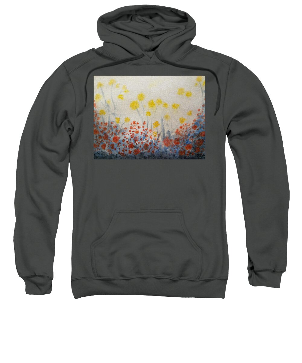 Soft Floral Sweatshirt featuring the painting Soft Pop by Susan Nielsen