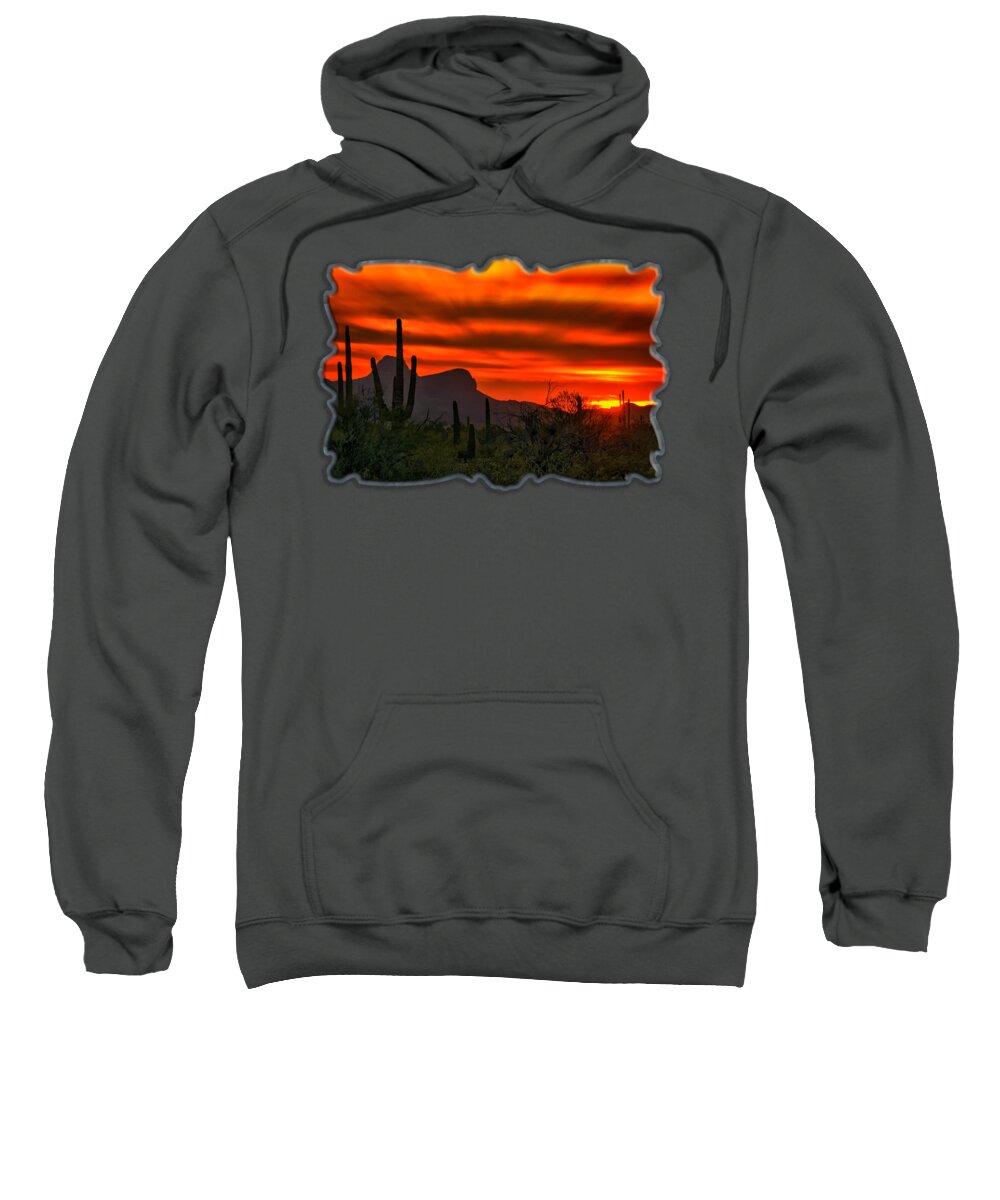 Cactus Sweatshirt featuring the photograph Sonoran Sunset H38 by Mark Myhaver