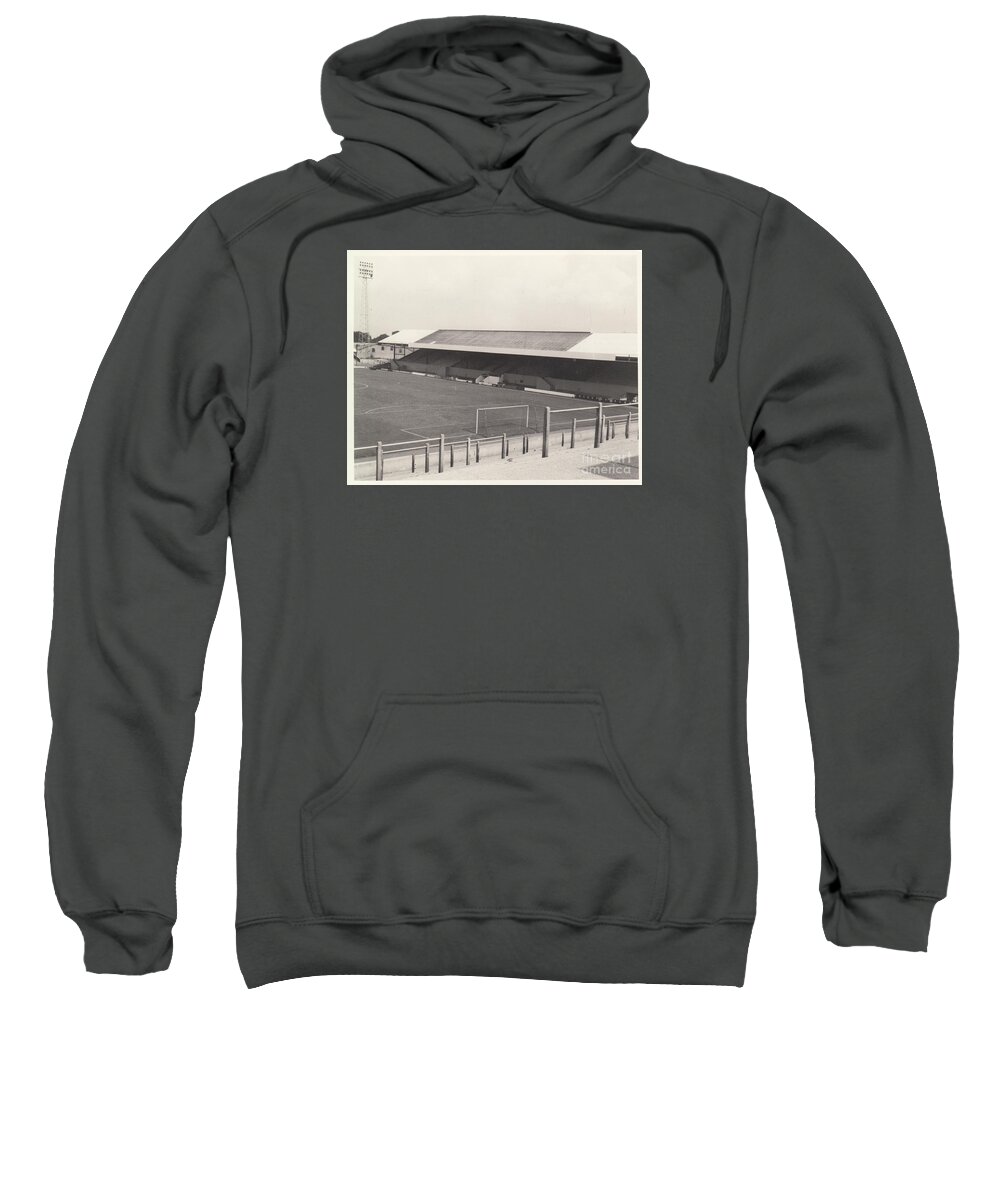  Sweatshirt featuring the photograph Southend United - Roots Hall - East Stand 1 - BW - 1960s by Legendary Football Grounds