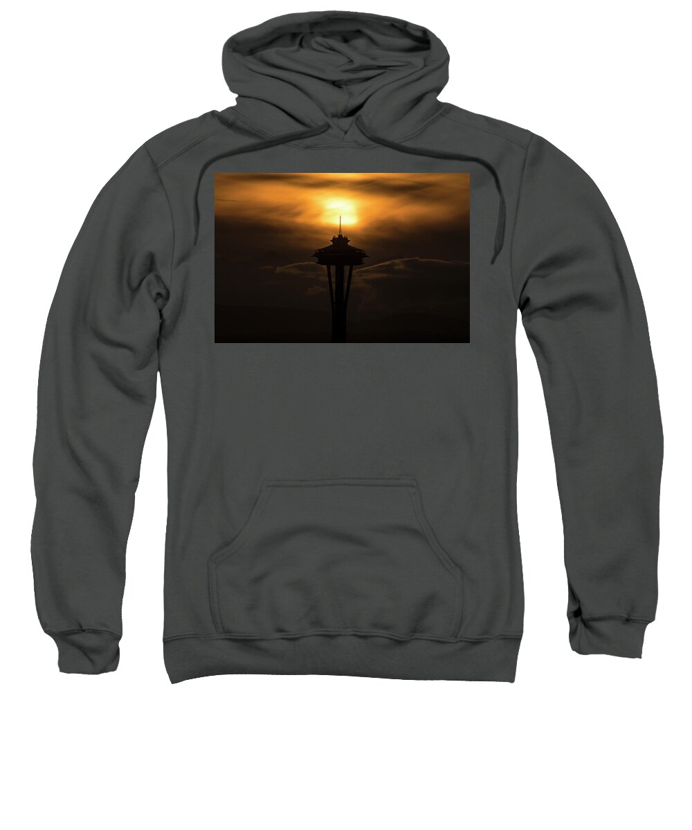 Seattle Sweatshirt featuring the photograph Space Needle Silhouette by Matt McDonald