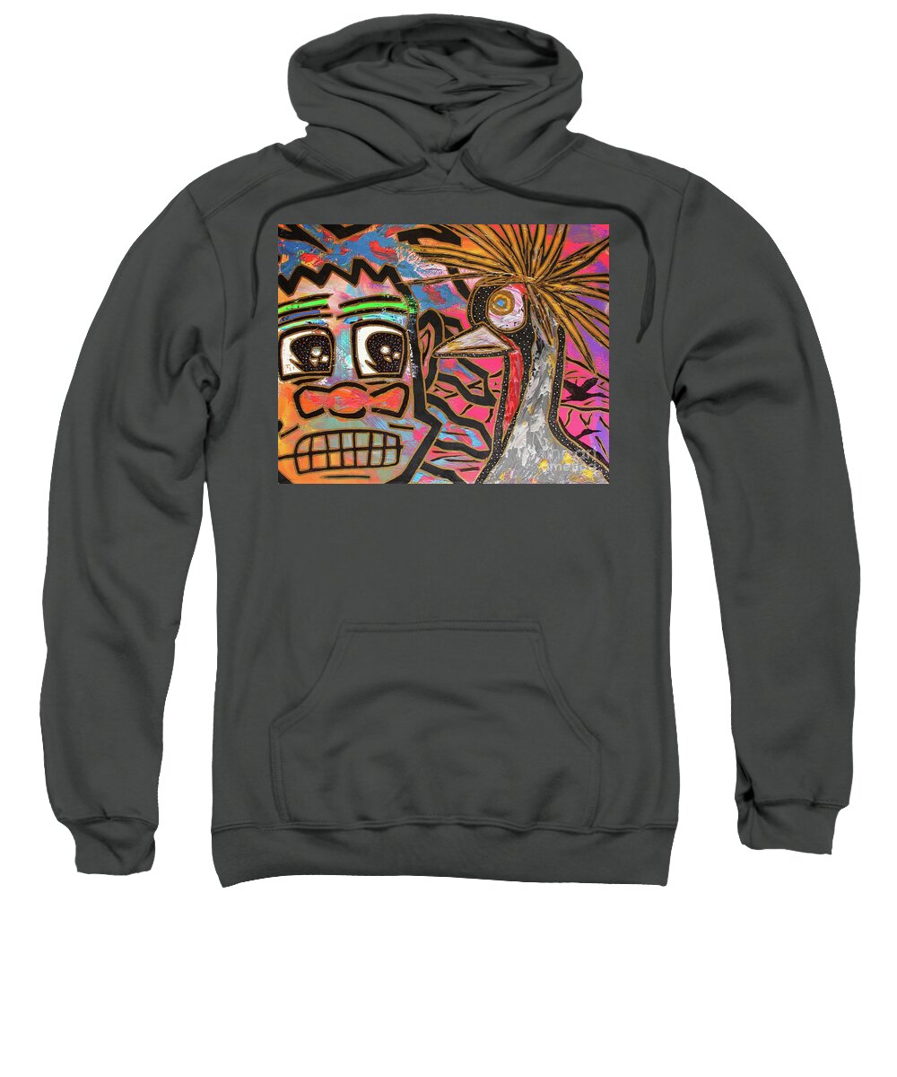 Acrylic Sweatshirt featuring the painting Spirit Guide Cranes by Odalo Wasikhongo