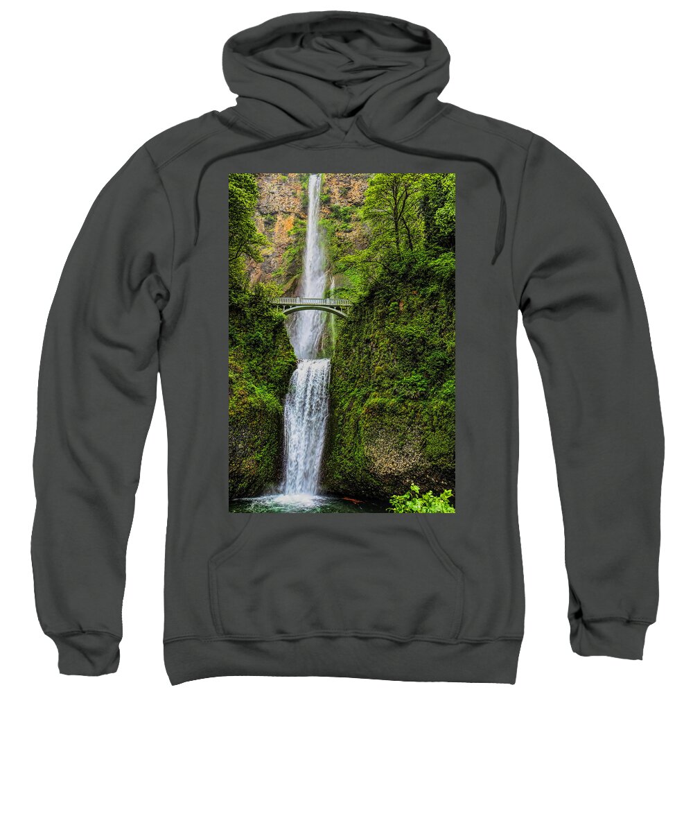 Pacific Northwest Sweatshirt featuring the photograph Spring at Multnomah Falls by Dale Kauzlaric