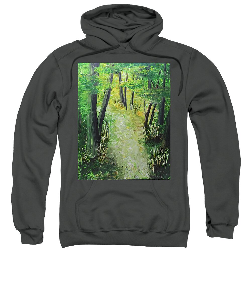 Earth Day Sweatshirt featuring the painting Spring Path by April Burton