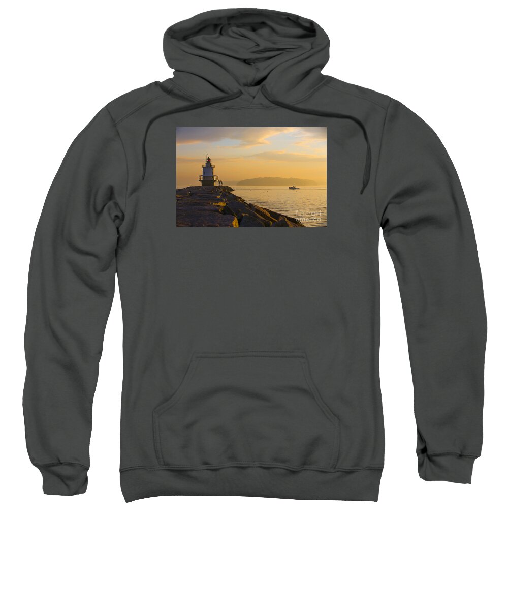 Lighthouse Sweatshirt featuring the photograph Spring Point Lighthouse at Dawn. by Diane Diederich