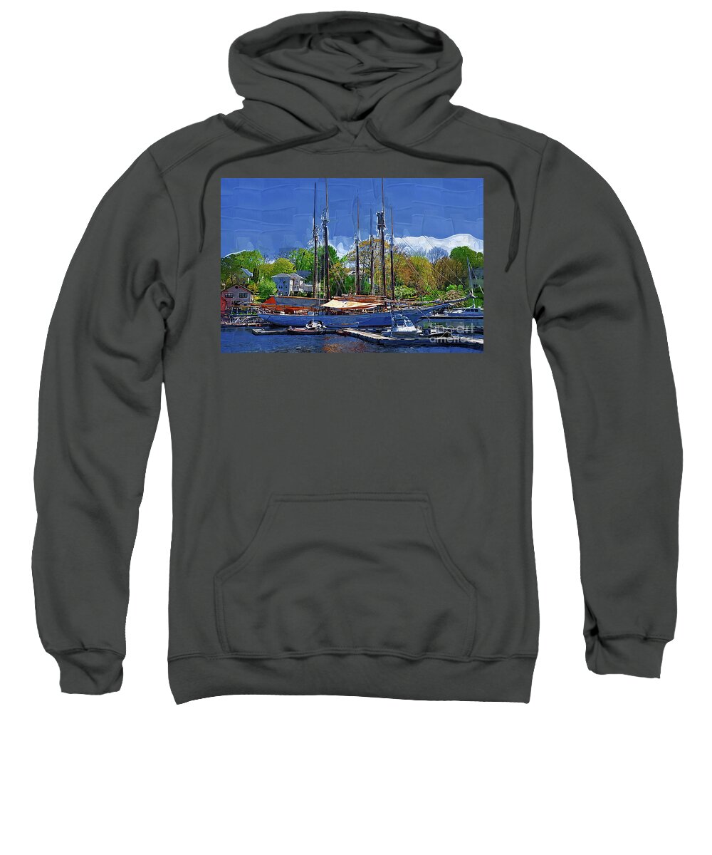 Sailboat Sweatshirt featuring the digital art Springtime In The Harbor by Kirt Tisdale