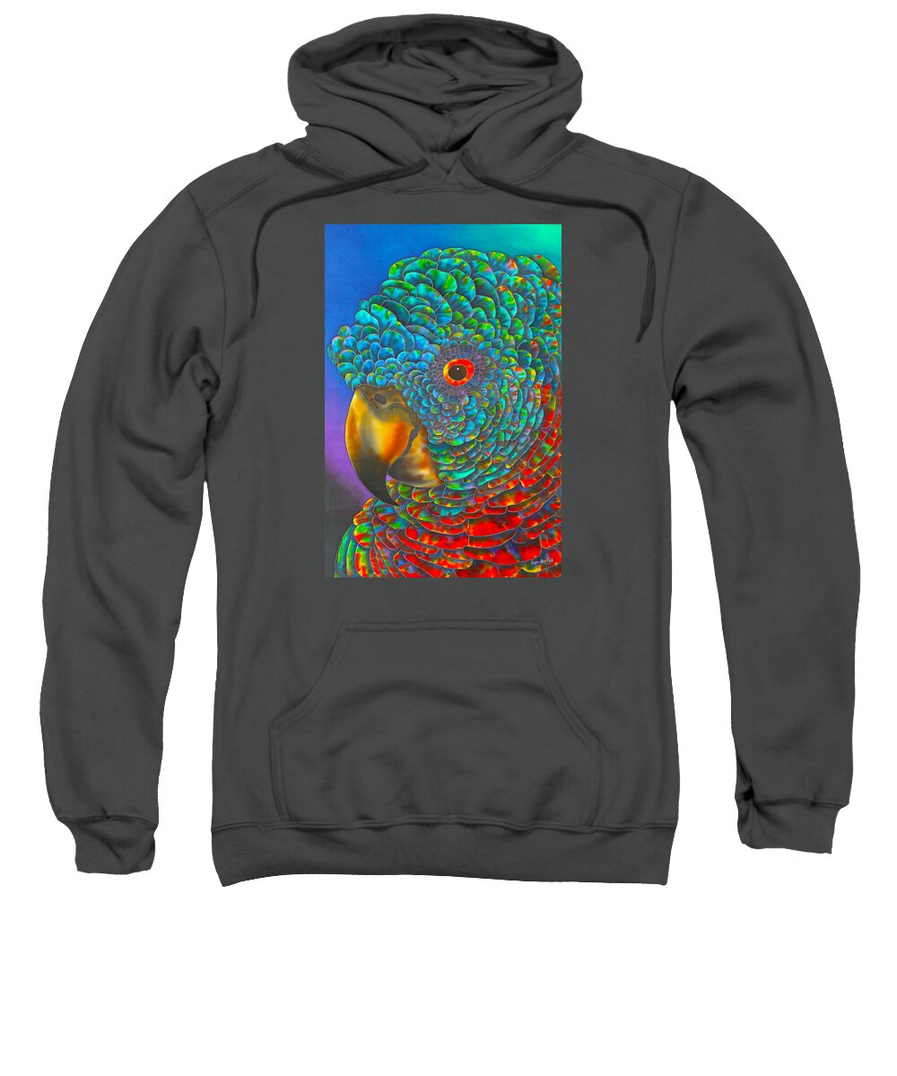 St. Lucia Parrot Sweatshirt featuring the painting St. Lucian Parrot - Exotic Bird by Daniel Jean-Baptiste