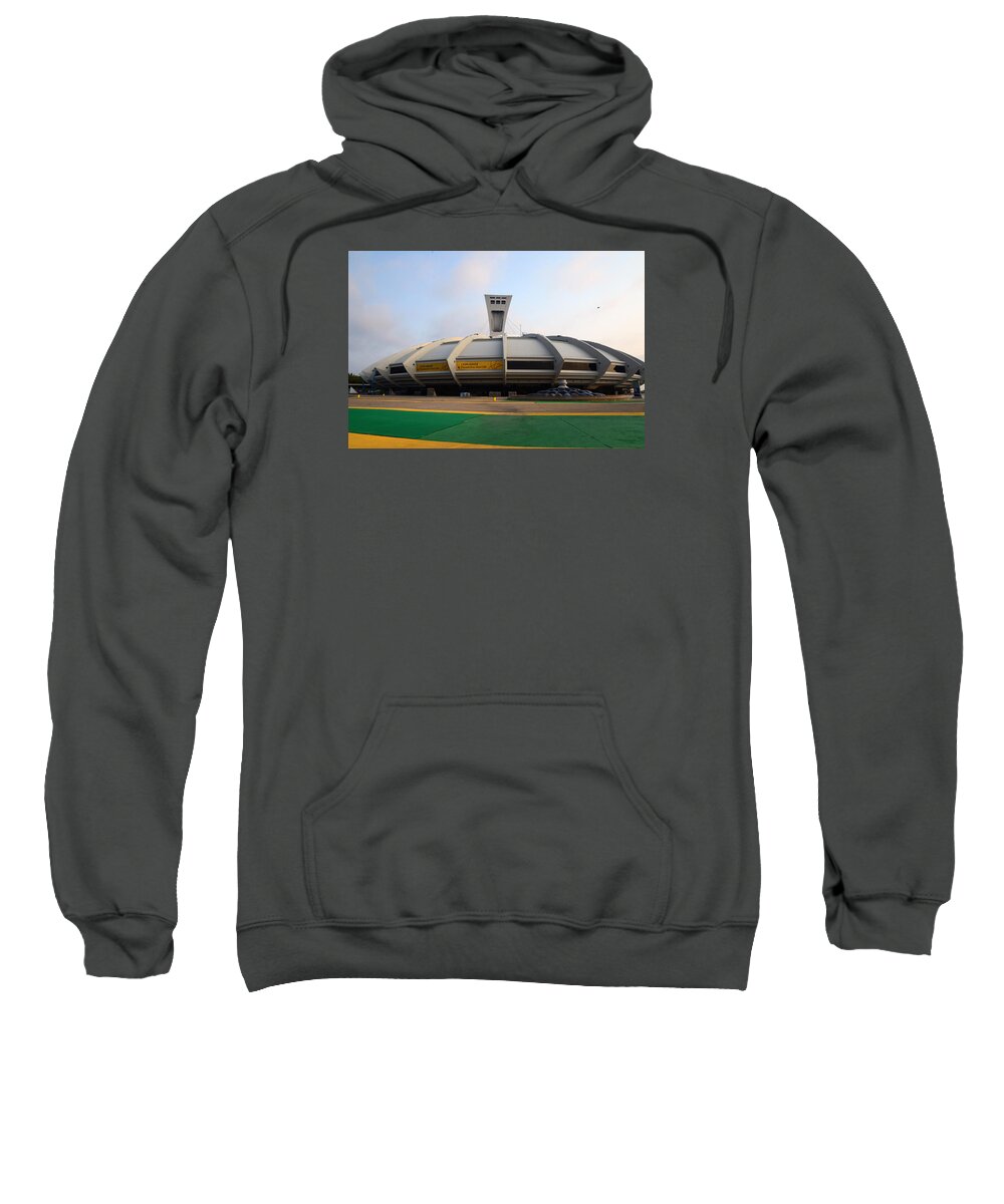 Olympic Sweatshirt featuring the photograph Stade Olympique Mtl by Jean-Marc Robert