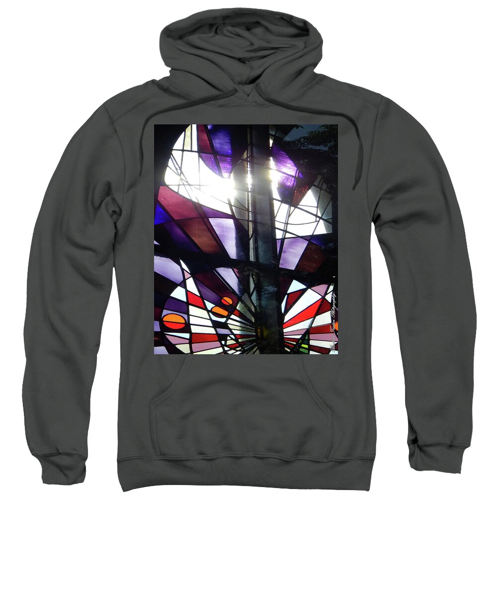 God Sweatshirt featuring the photograph Stained Glass #4721 Abstract Photograph by Barbara Tristan