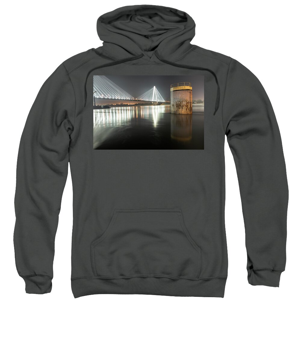 America Sweatshirt featuring the photograph Stan Musial Veterans Memorial Bridge at Night - St. Louis Missouri by Gregory Ballos