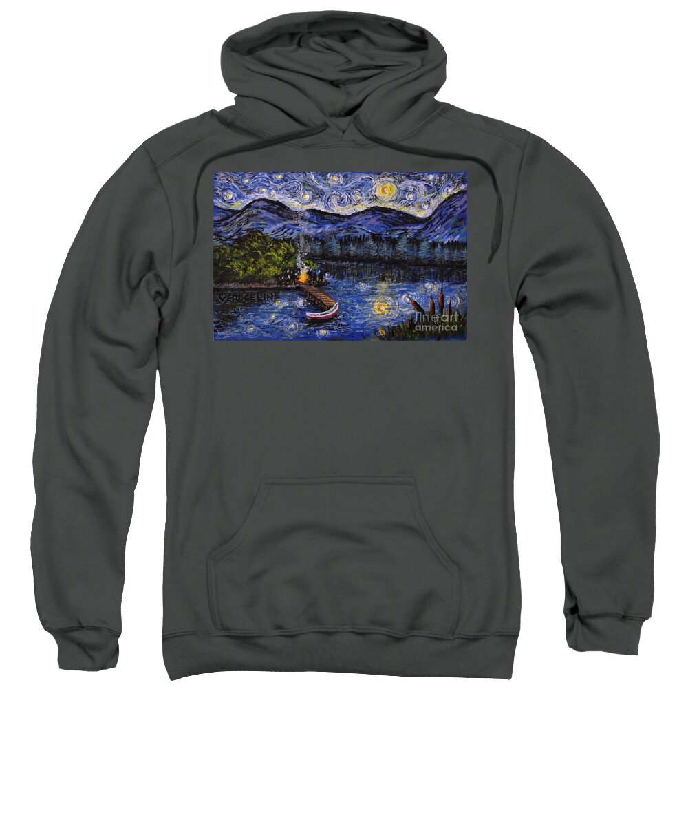 Nepa Sweatshirt featuring the painting Starry Lake by Christina Verdgeline