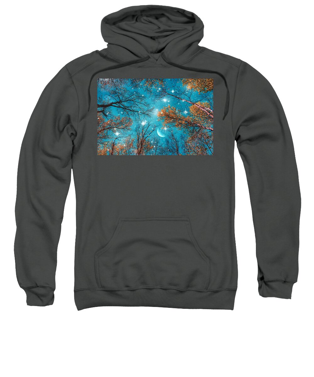 Starry Sky In The Woods Sweatshirt featuring the photograph Starry Sky in the Woods by Marianna Mills
