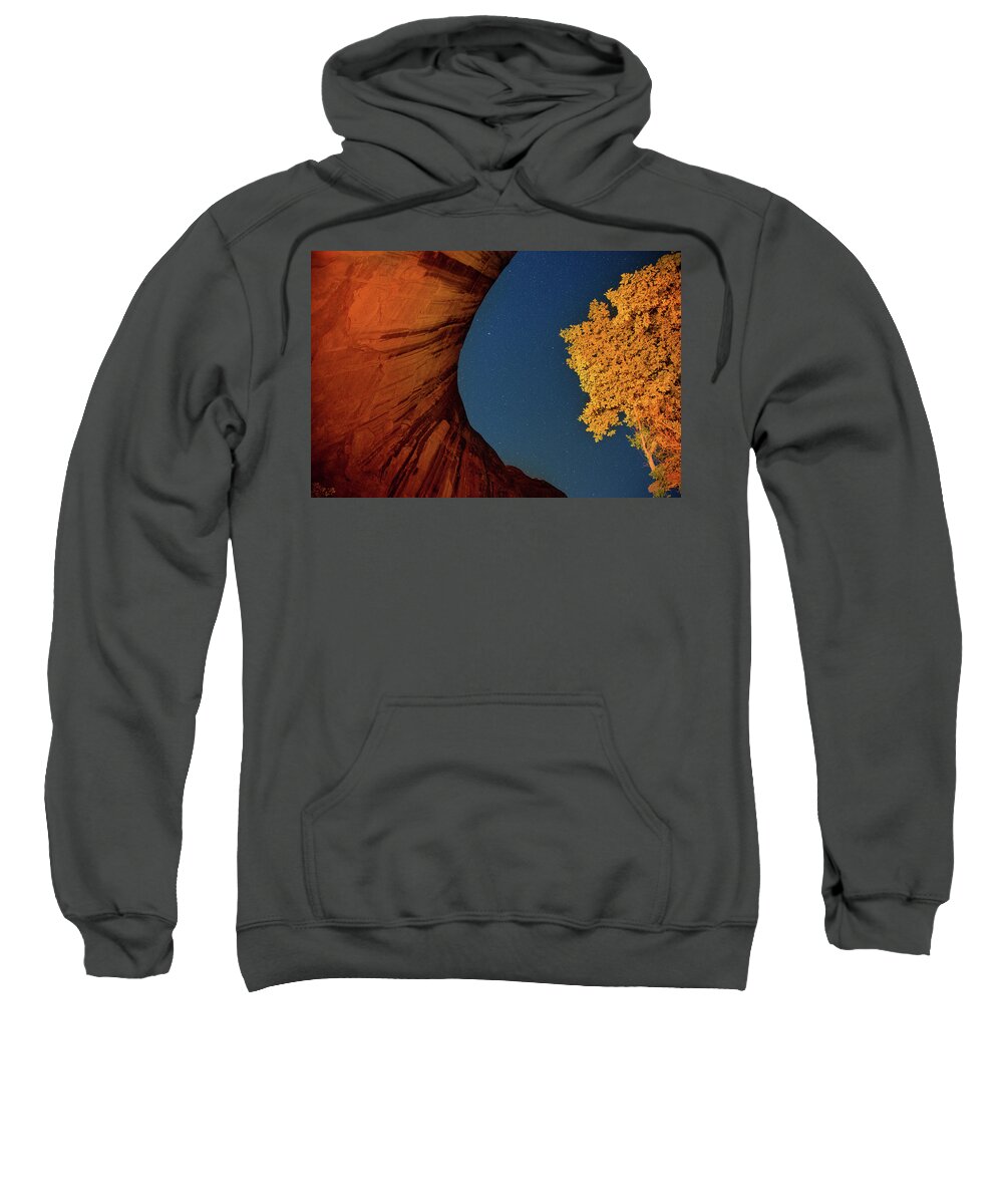 Coyote Gulch Sweatshirt featuring the photograph Stars over canyon by Kunal Mehra