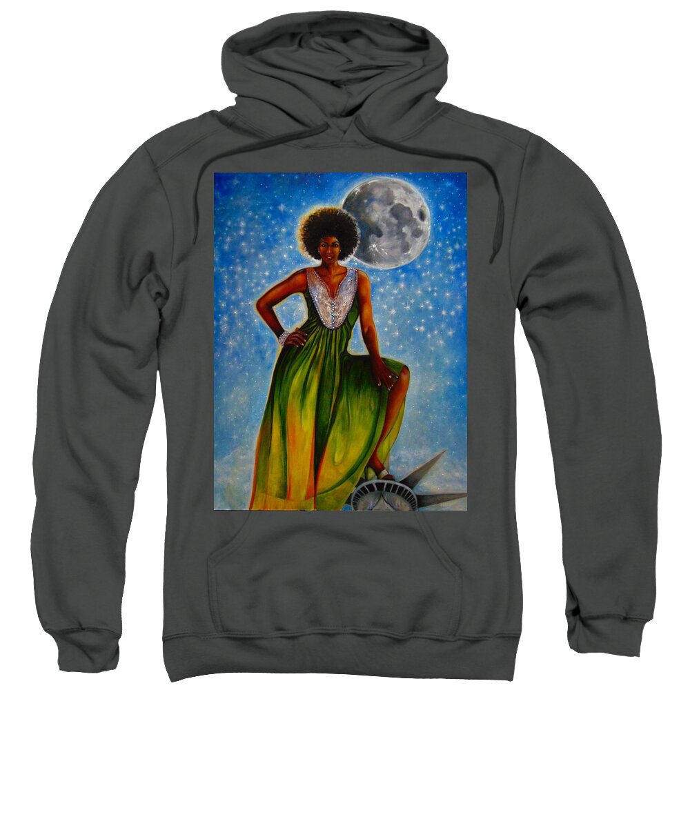 Black Art Sweatshirt featuring the painting Statue Of Liberty by Emery Franklin