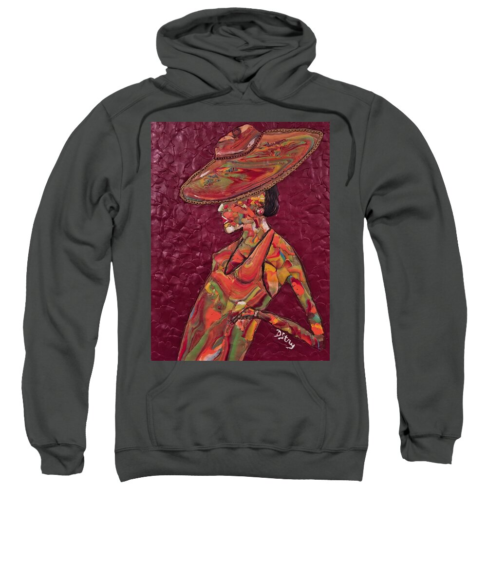Portrait Sweatshirt featuring the mixed media Stepping Out by Deborah Stanley