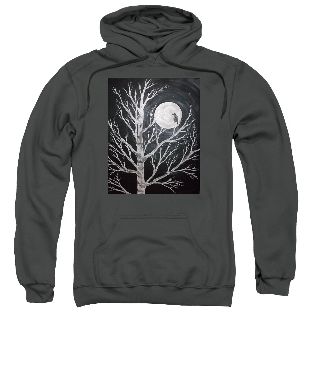 Full Moon Sweatshirt featuring the painting Stillness by Angie Butler
