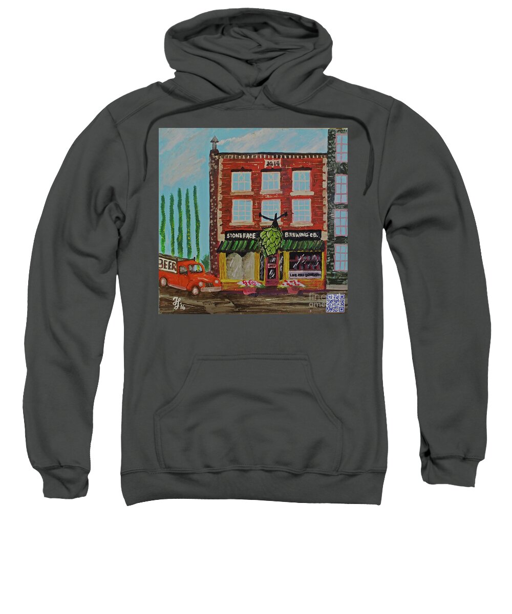 #stonefacebrewing #portsmouth Sweatshirt featuring the painting Stoneface Brewing Co. by Francois Lamothe