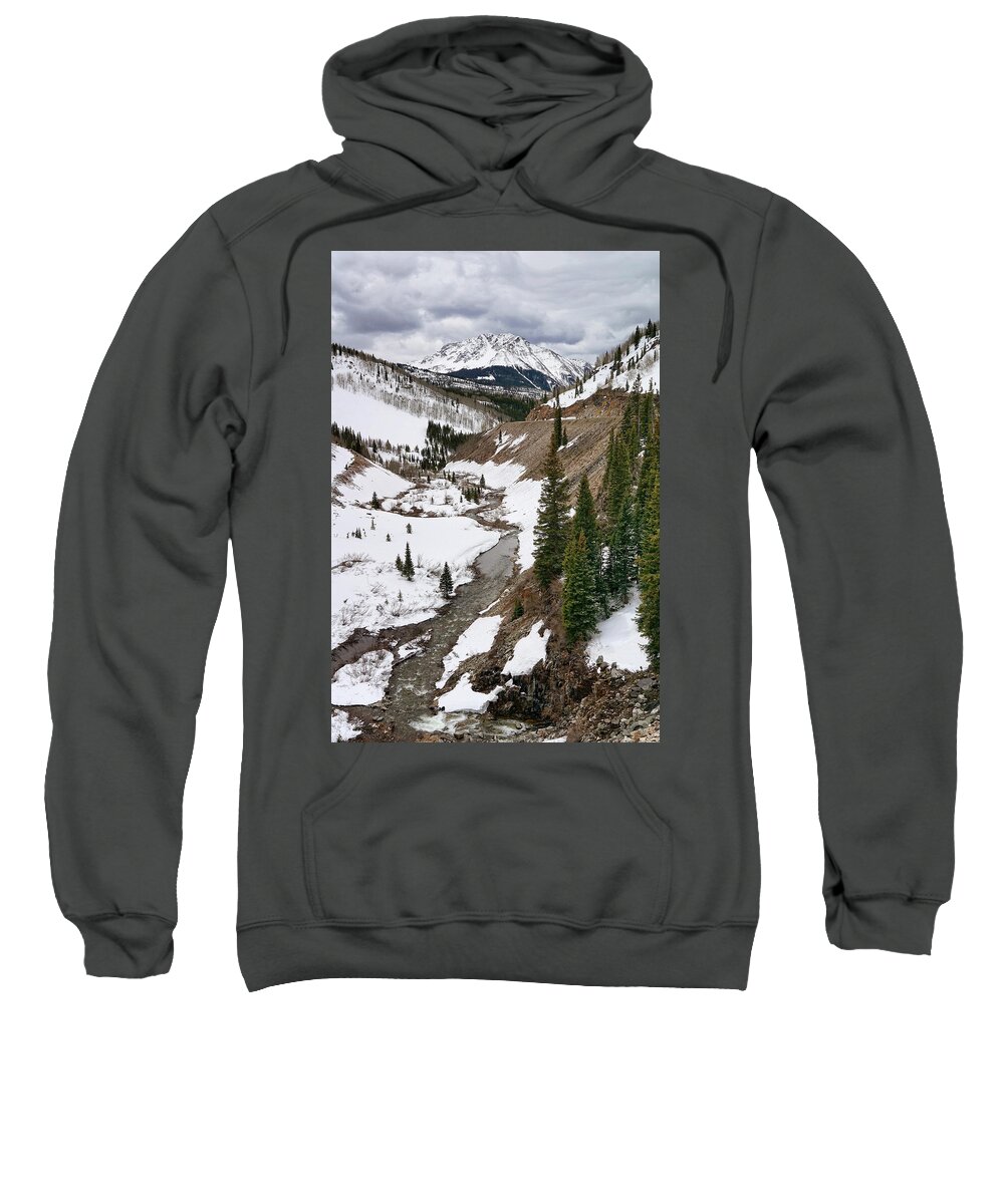 Colorado Sweatshirt featuring the photograph Streaming Through the Snow by Leda Robertson