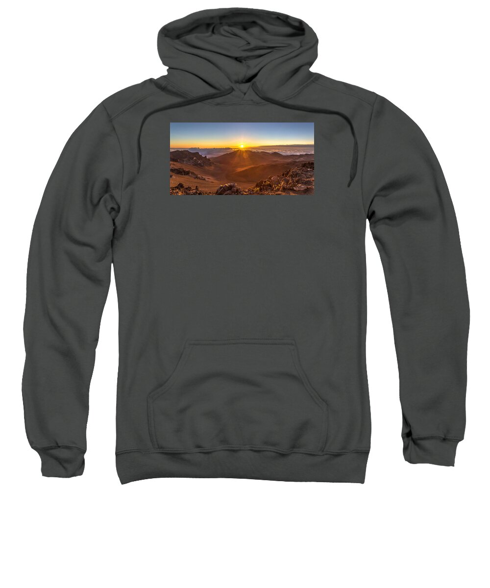 Haleakala Sweatshirt featuring the photograph Sun Rising Mount Haleakala by Pierre Leclerc Photography