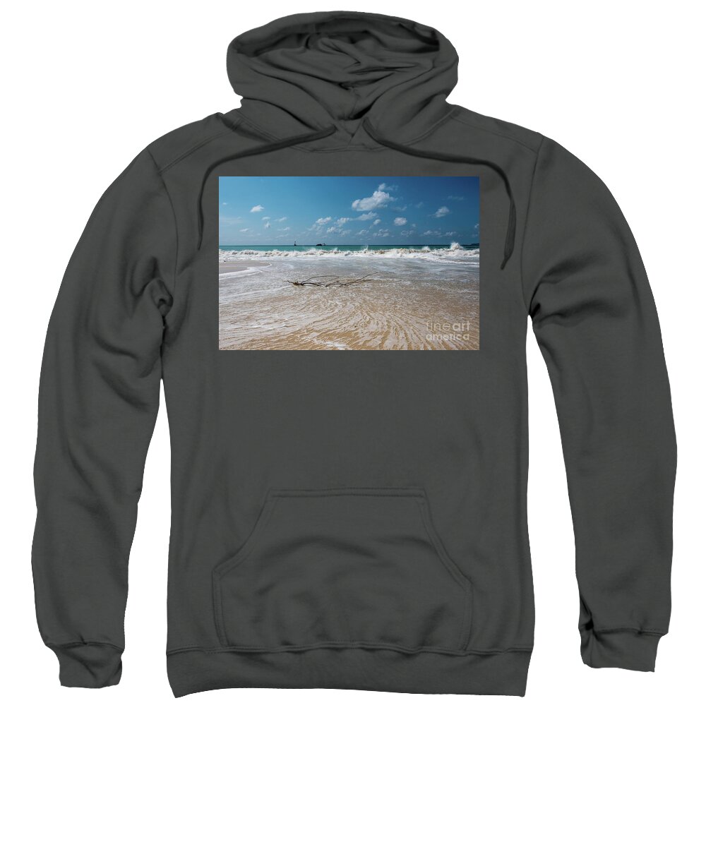 Sun Sweatshirt featuring the photograph Sun, Sea, Sands and a Shipwreck by Fotosas Photography