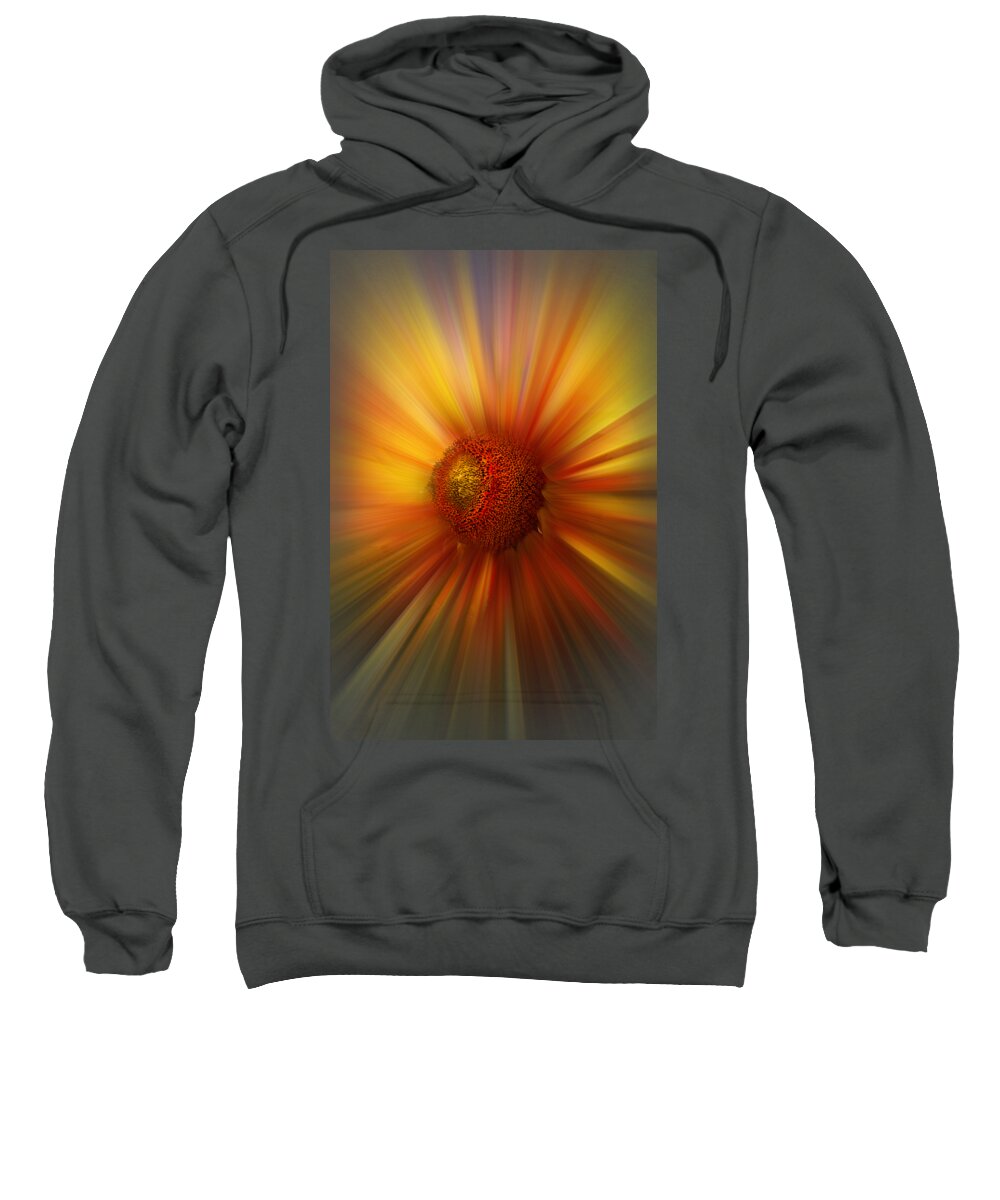 Abstract Sweatshirt featuring the photograph Sunflower Dawn Zoom by Debra and Dave Vanderlaan