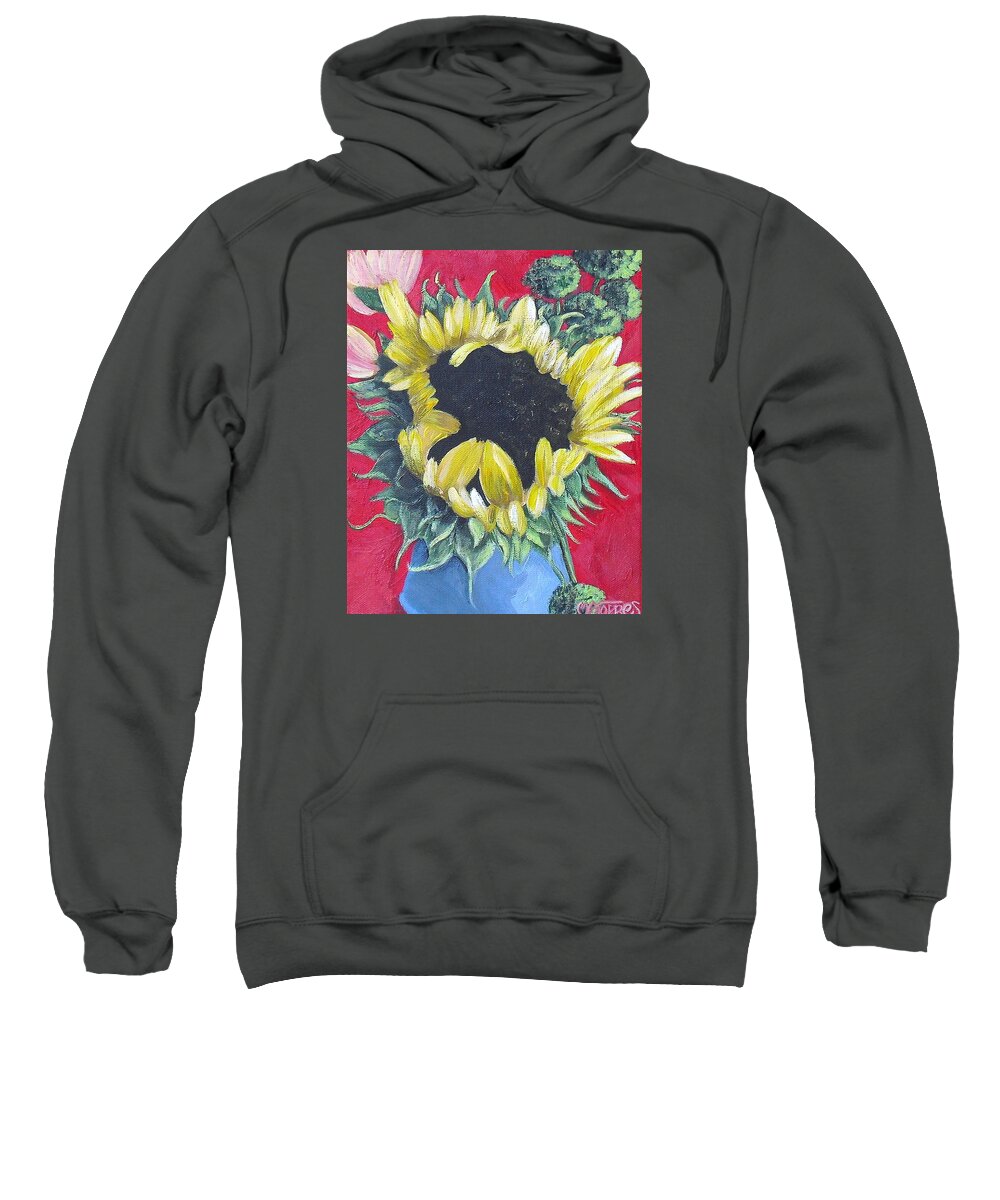 Sunflowers Sweatshirt featuring the painting Sunflower on Red by Melissa Torres