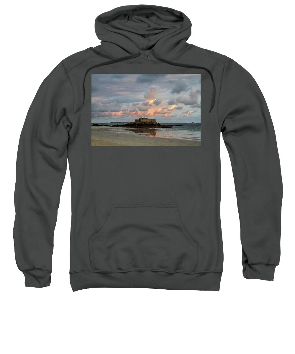 Water Sweatshirt featuring the photograph Sunrise, St Malo by Shirley Mitchell