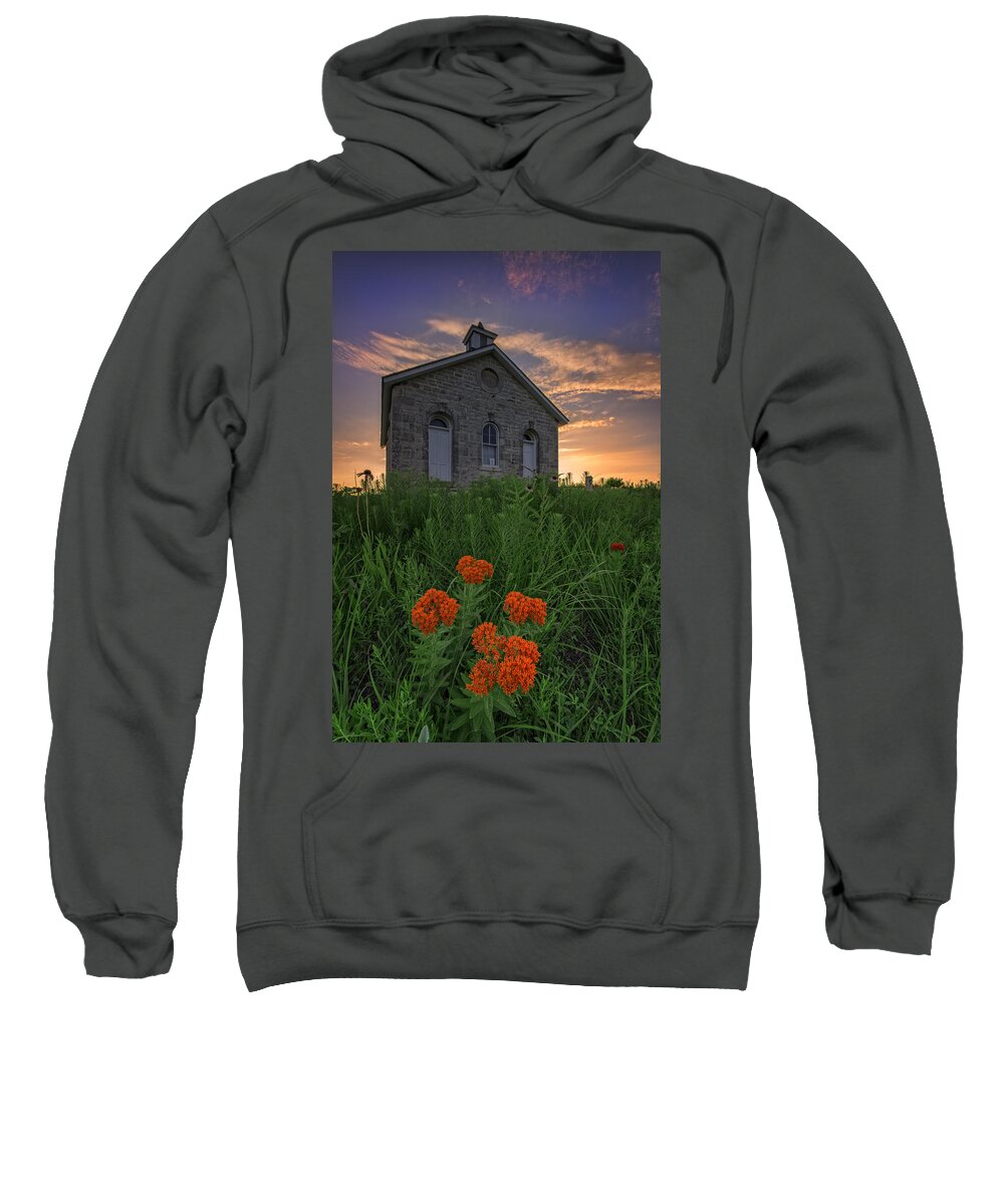Lower Fox Creek Sweatshirt featuring the photograph Sunset at Lower Fox Creek Schoolhouse by Rick Berk
