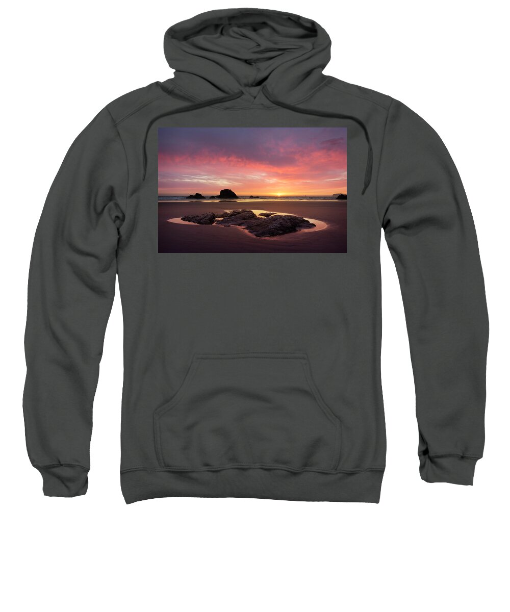 Sunset Sweatshirt featuring the photograph Sunset at Ruby Beach by Jon Ares