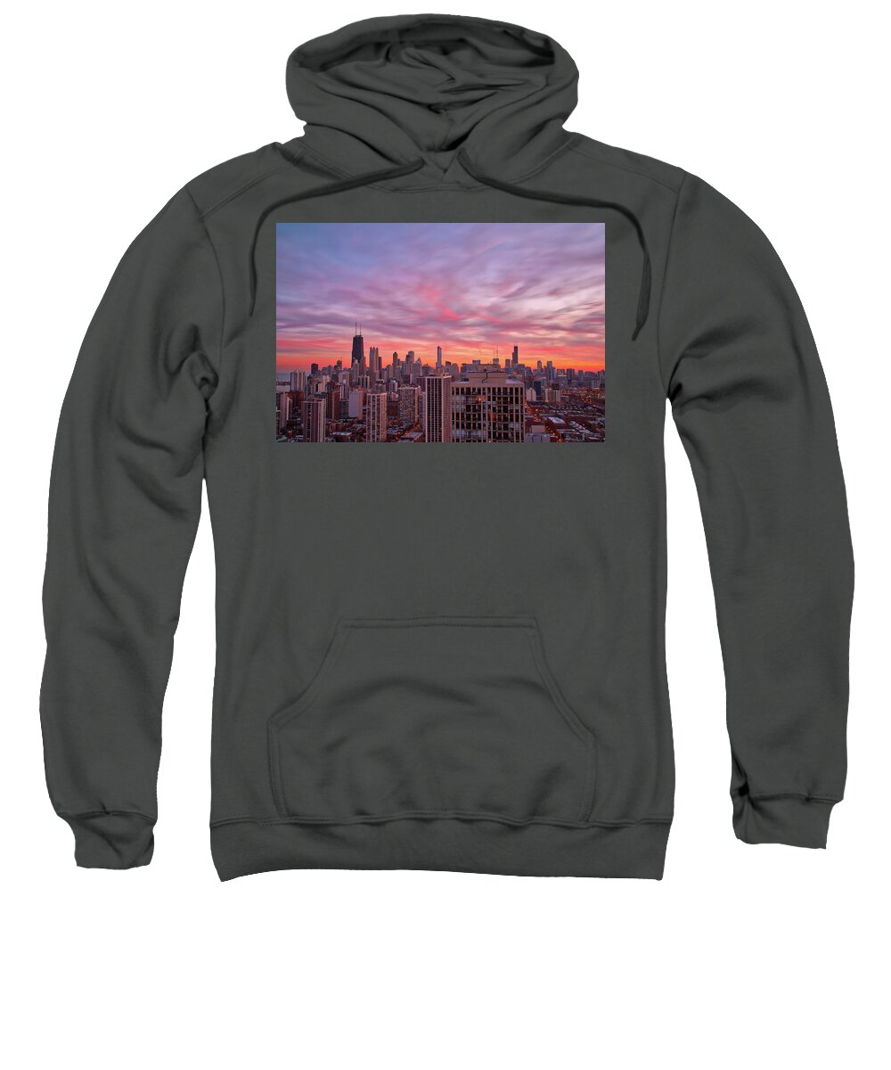 Chicago Sweatshirt featuring the photograph Sunset Burn by Raf Winterpacht
