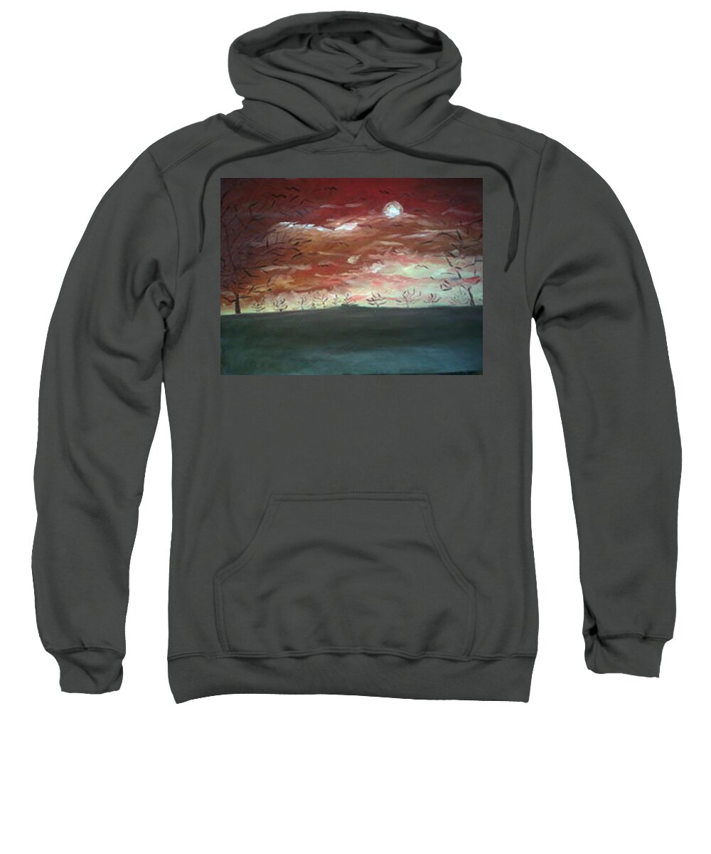Paintings Sweatshirt featuring the painting Sunset In Africa by Olaoluwa Smith