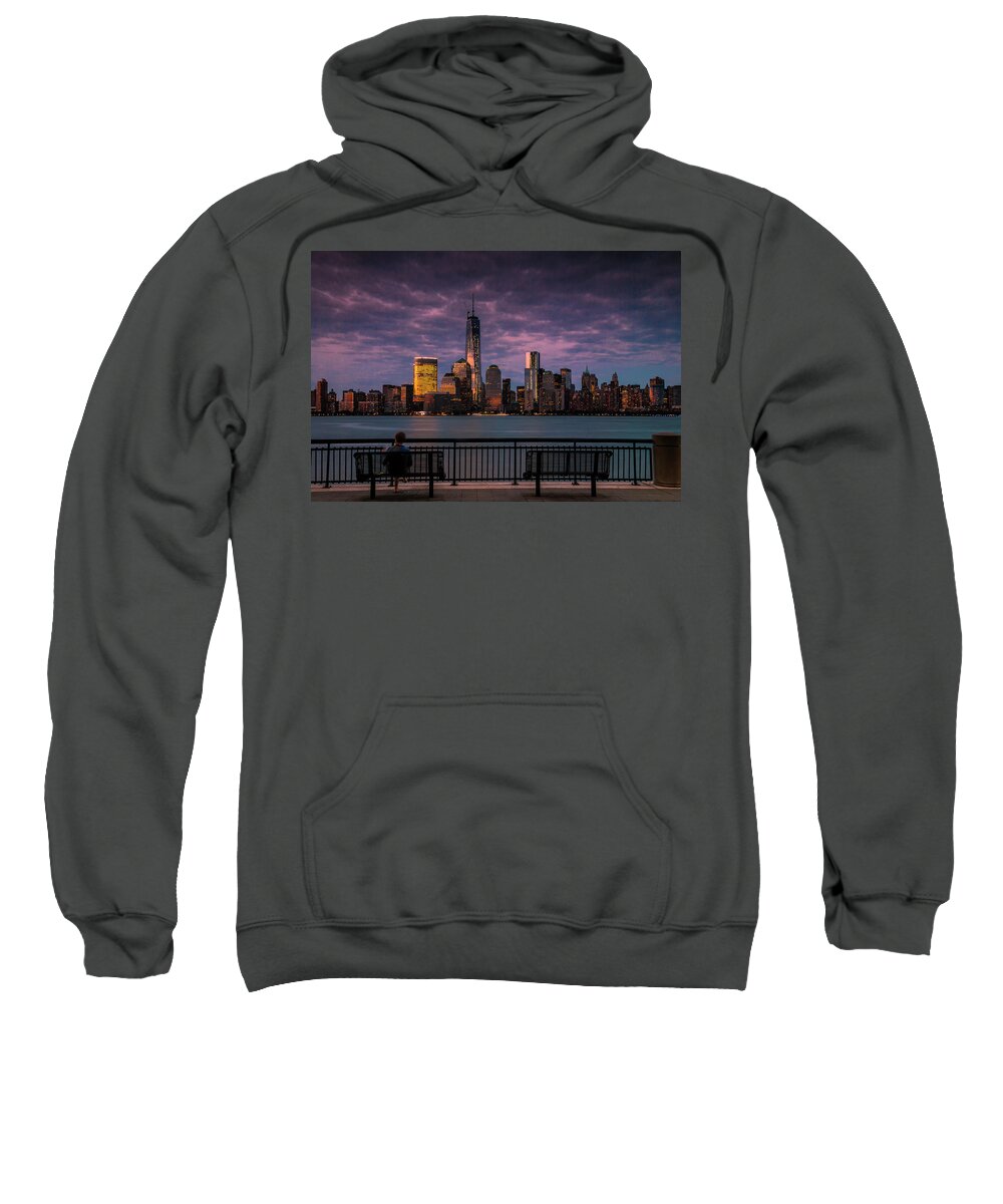 New York City Sweatshirt featuring the photograph Sunset over New World Trade Center New York City by Ranjay Mitra