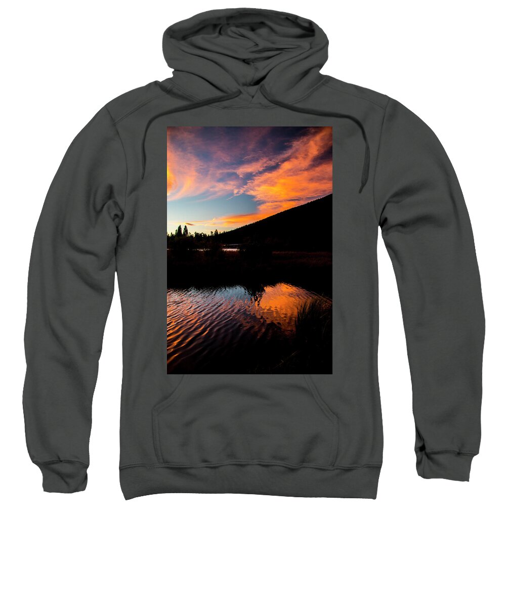 Black Butte Sweatshirt featuring the photograph Sunset Reflections by Doug Scrima