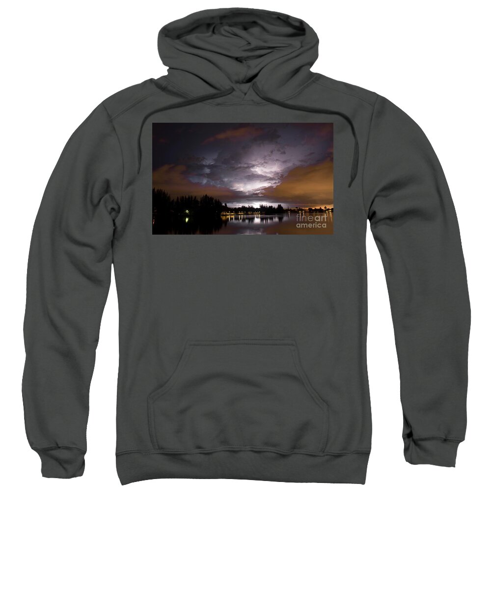 Lightning Sweatshirt featuring the photograph Sunsplash Nights by Quinn Sedam