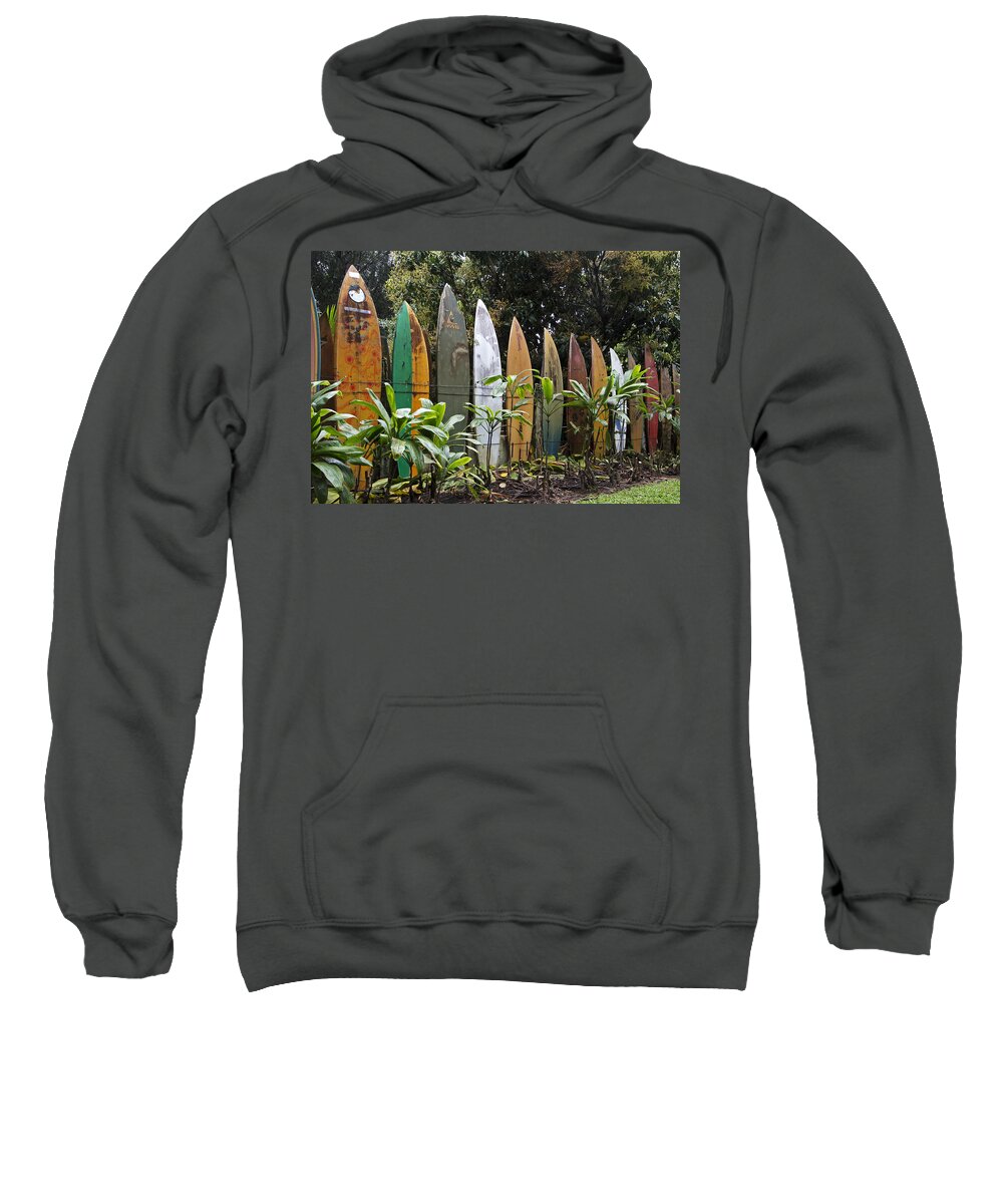 Outdoors Sweatshirt featuring the photograph Surfboard Fence by Doug Davidson