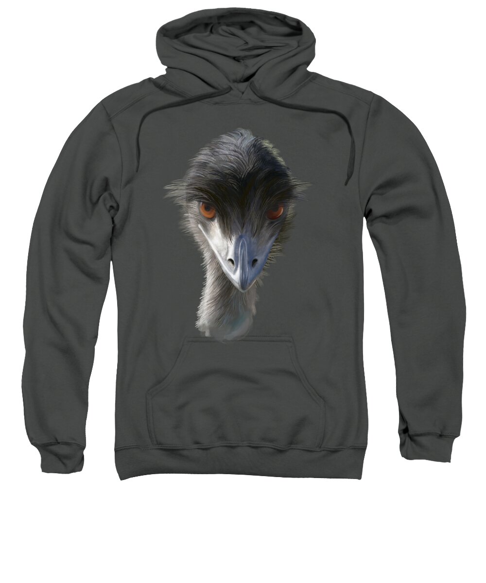 Painting Sweatshirt featuring the painting Suspicious Emu Stare by Ivana Westin