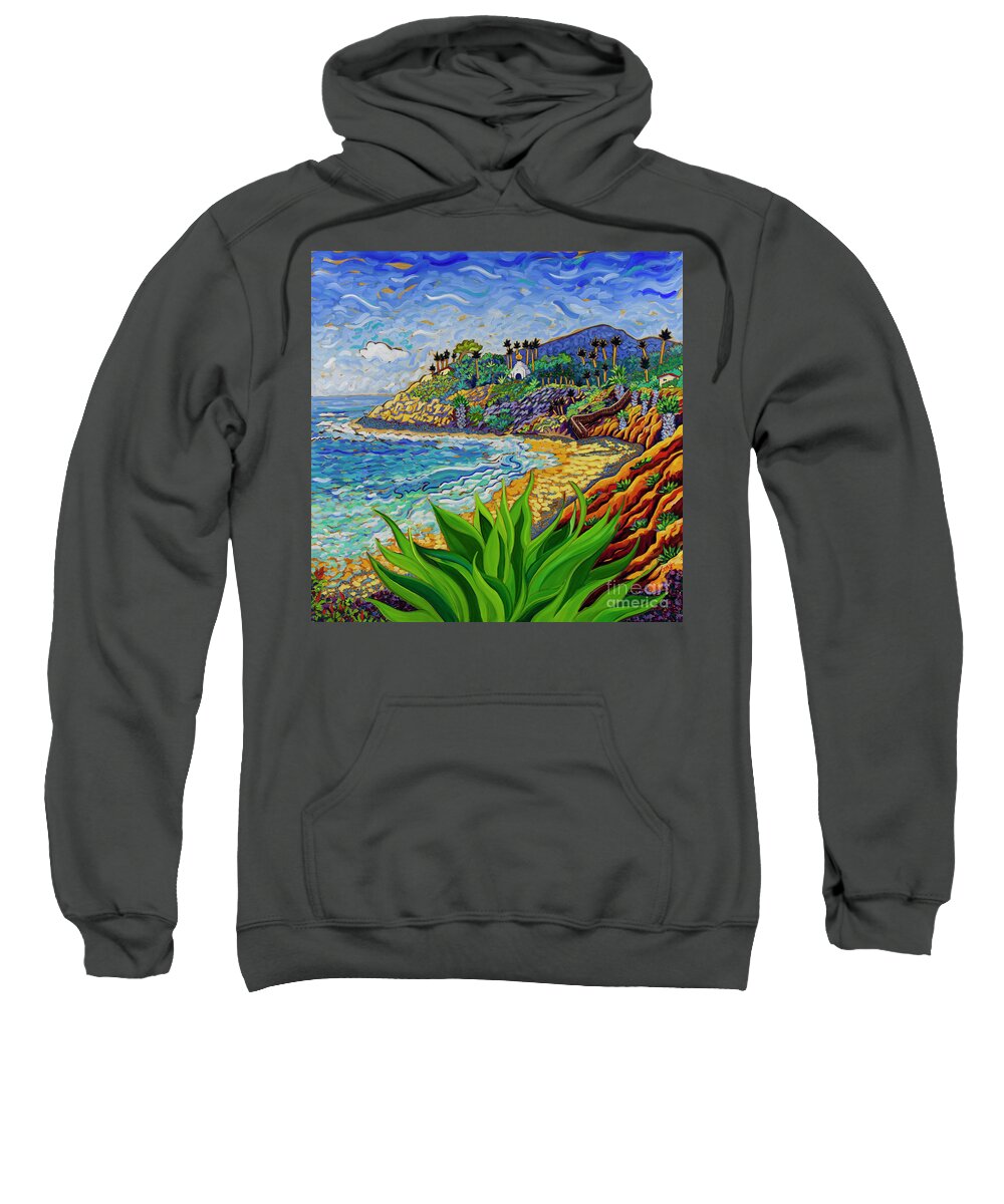 Seascape Sweatshirt featuring the painting Swamis Agave Max by Cathy Carey