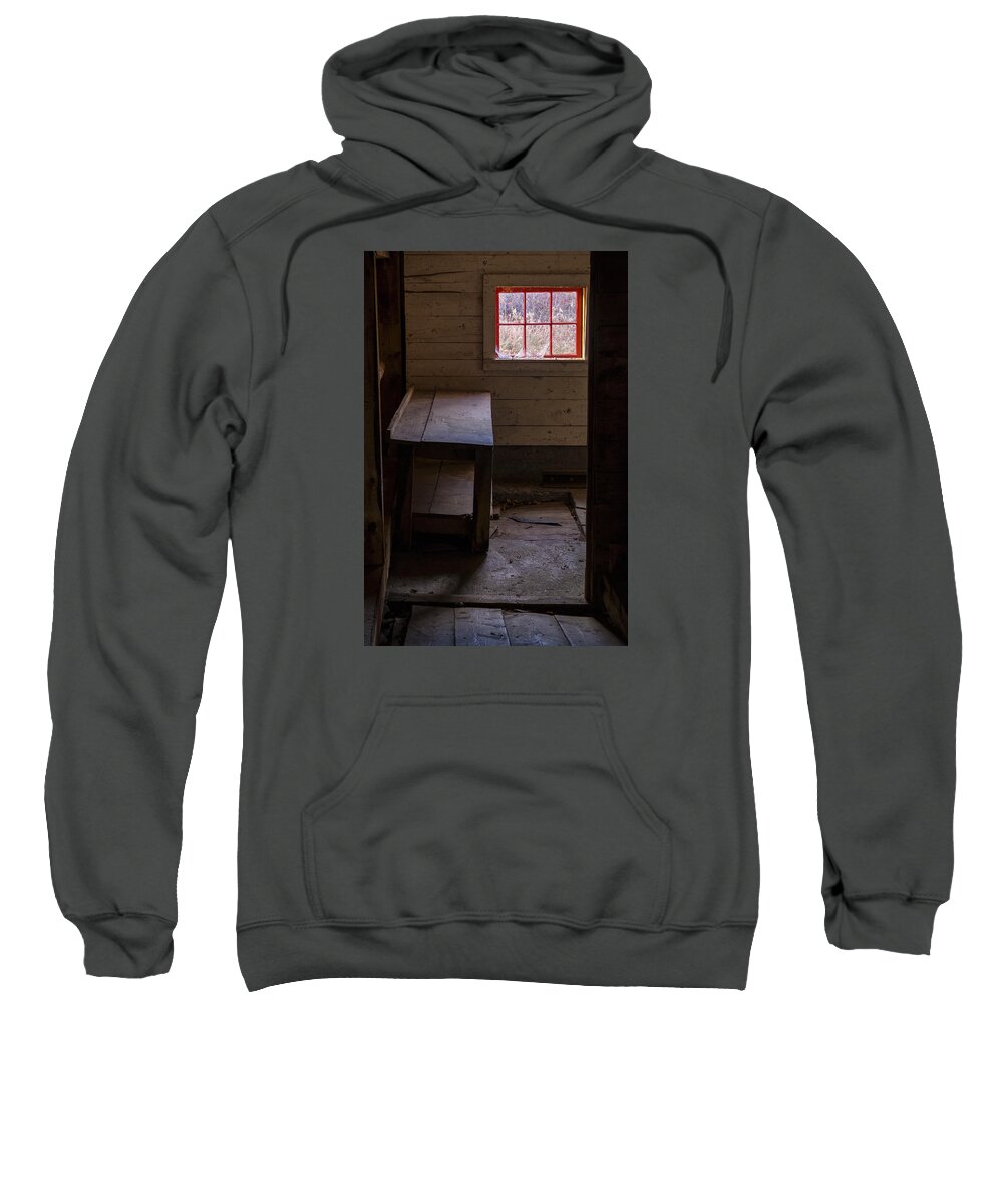 Sunset Lake Road West Brattleboro Vermont Sweatshirt featuring the photograph Table And Window by Tom Singleton