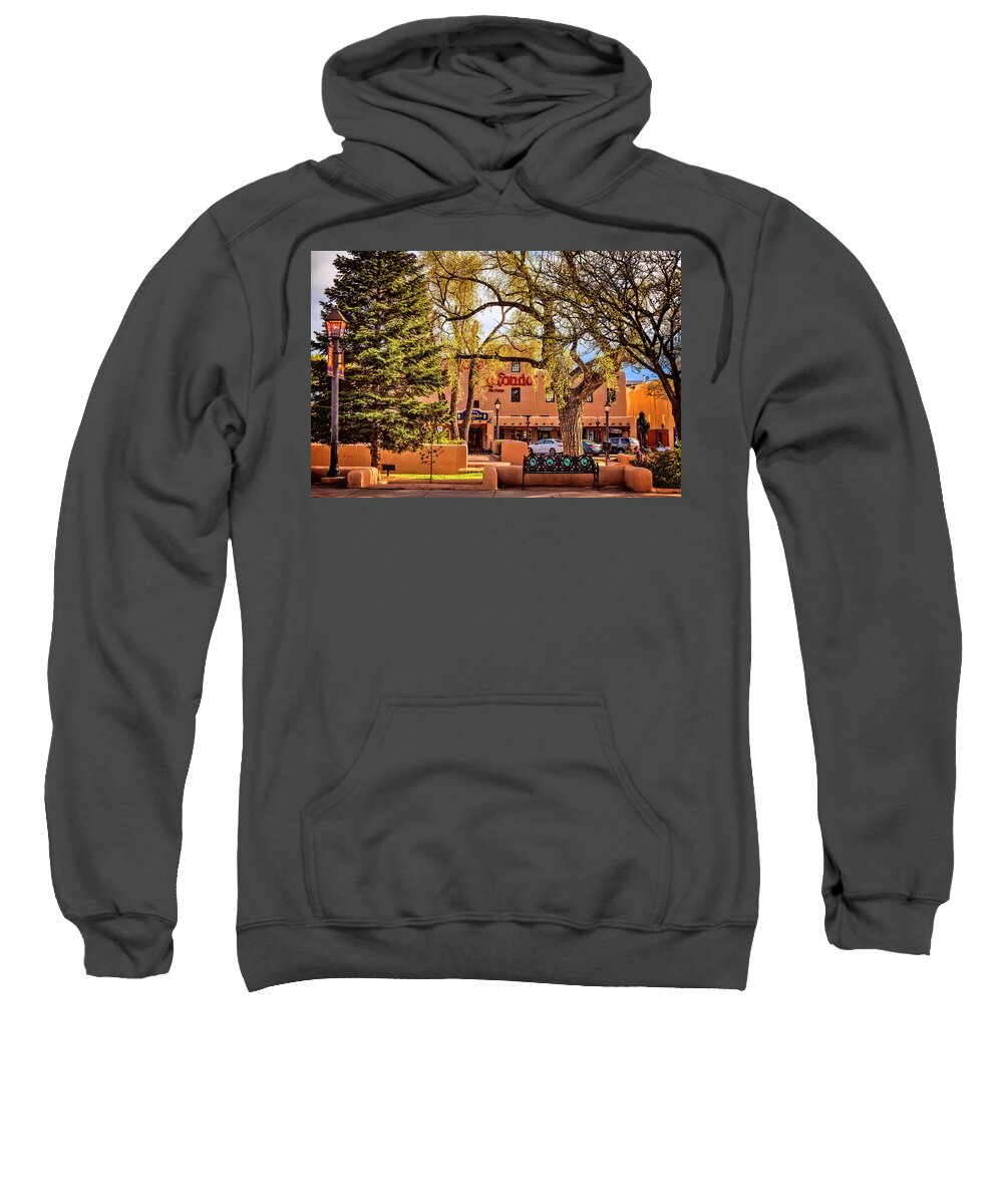 Taos Plaza Sweatshirt featuring the photograph Taos Plaza by Diana Powell