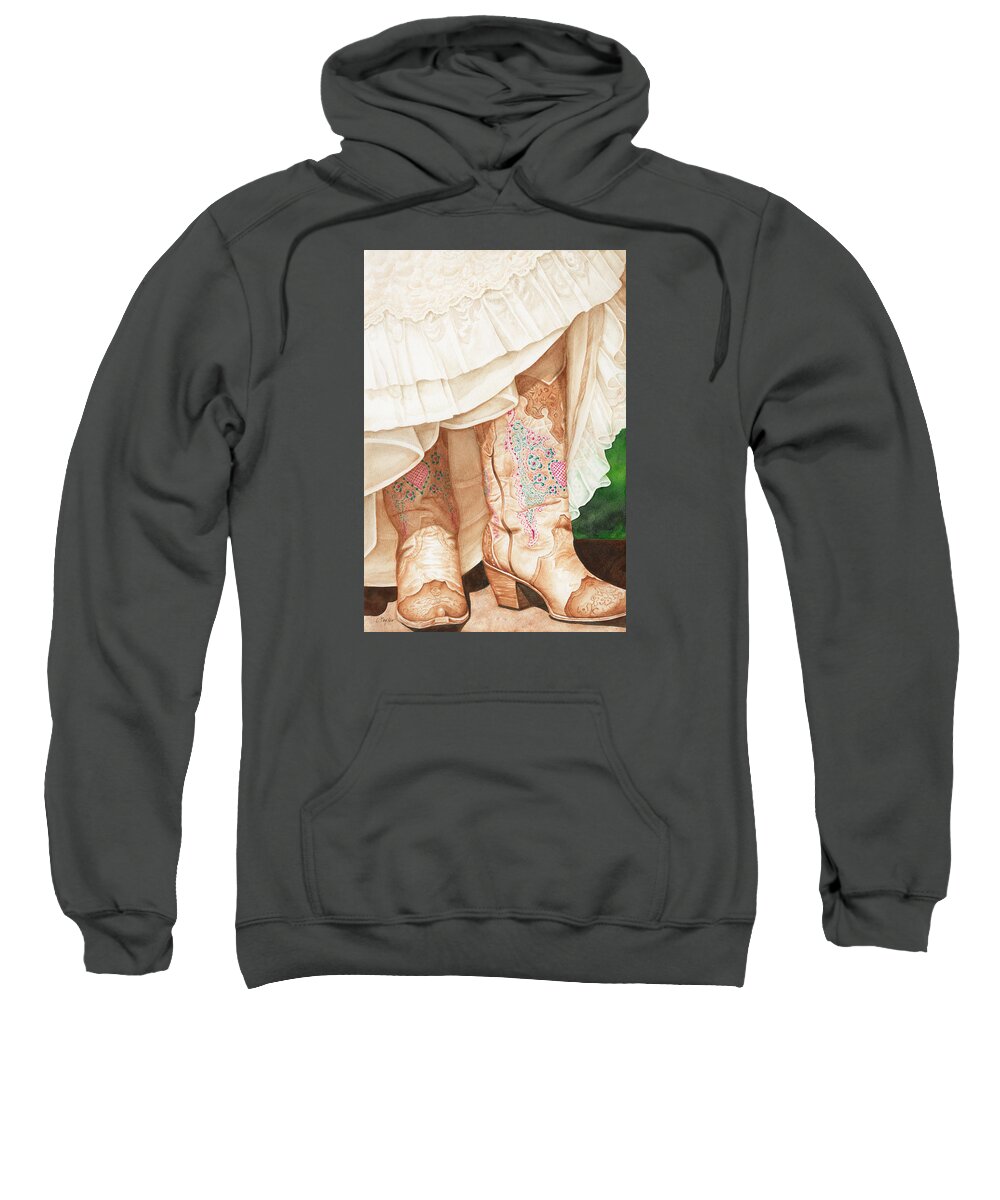 Cowboy Boots Sweatshirt featuring the painting I Do by Lori Taylor
