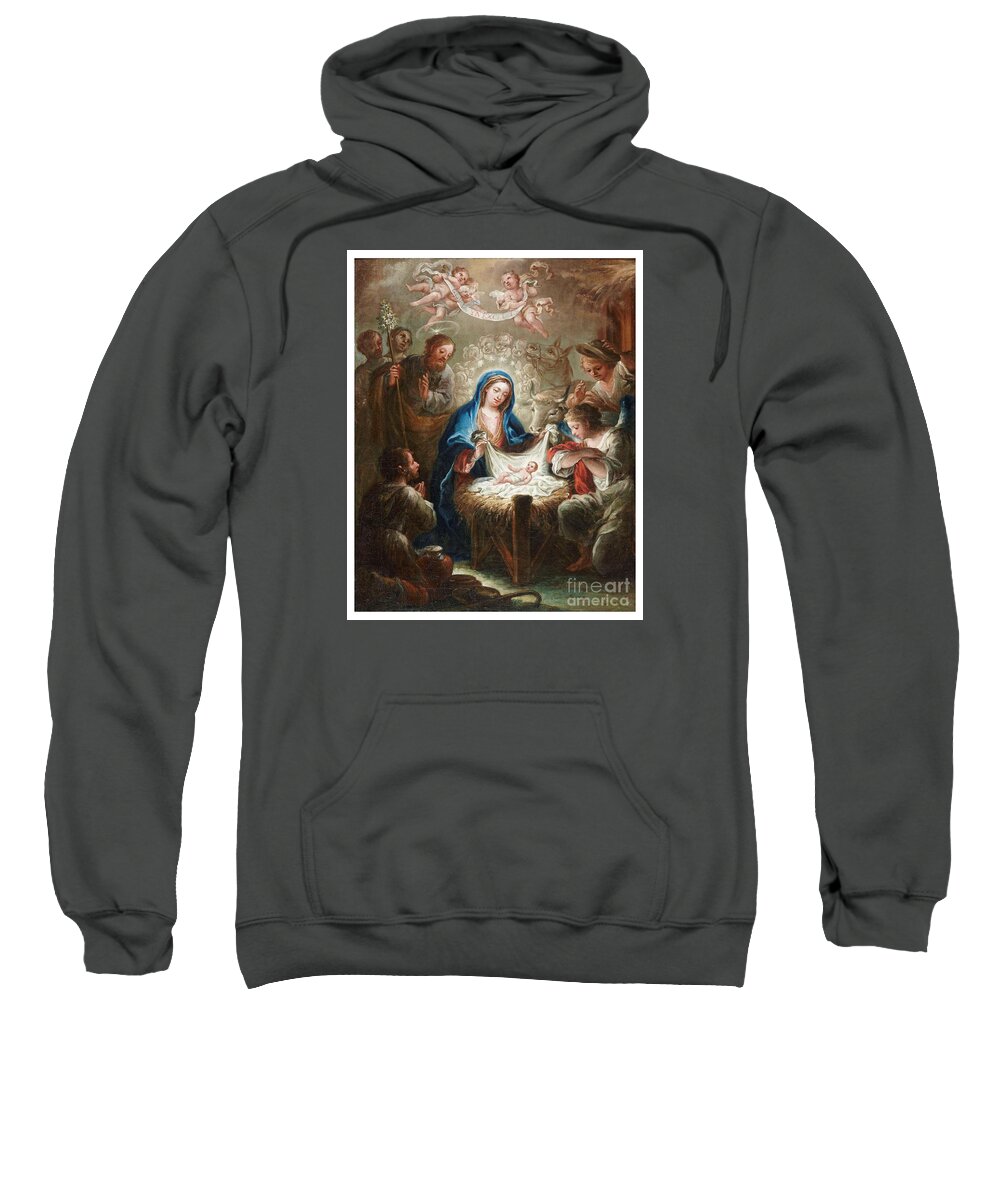 Isidoro Tapia (valencia 1712 - Madrid 1778) Sweatshirt featuring the painting The Adoration of the shepherds The Annunciation The Betrothal by MotionAge Designs