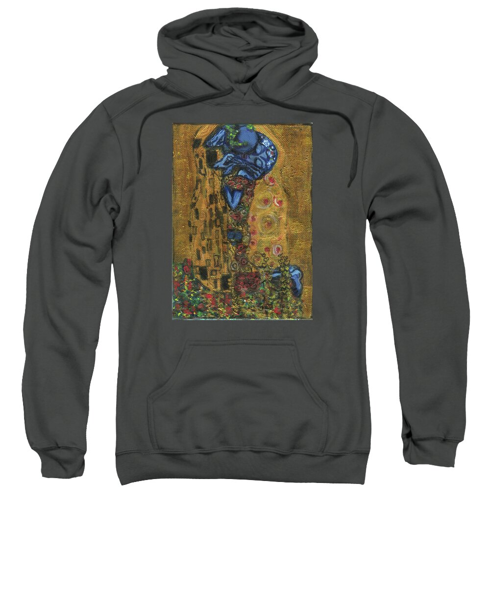 Kiss Sweatshirt featuring the painting The alien kiss by Blastoff Klimt by Similar Alien