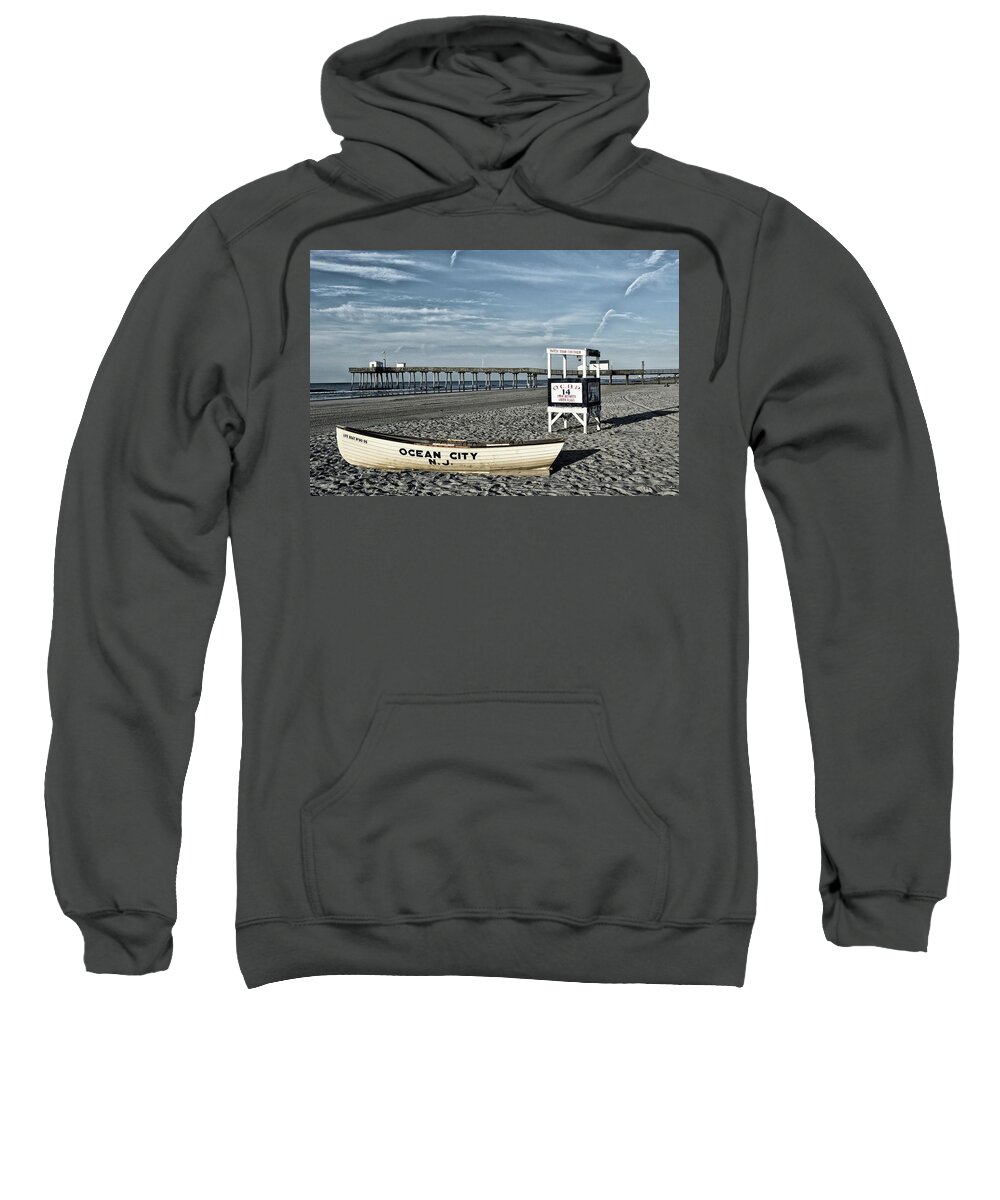 Ocean City Sweatshirt featuring the photograph The Beach At Ocean City, NJ by James DeFazio