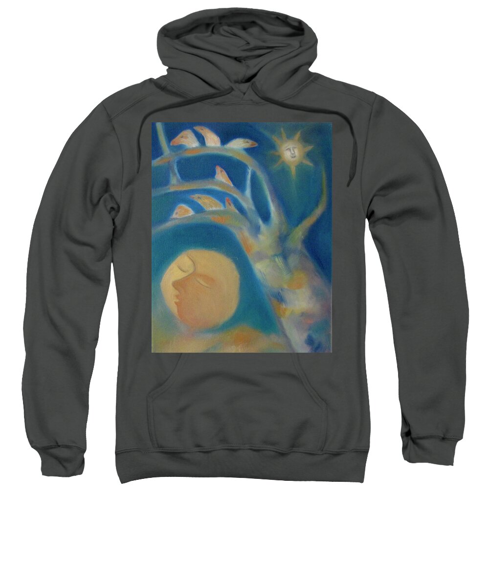 Oil Painting Sweatshirt featuring the painting The Bird Tree by Suzy Norris