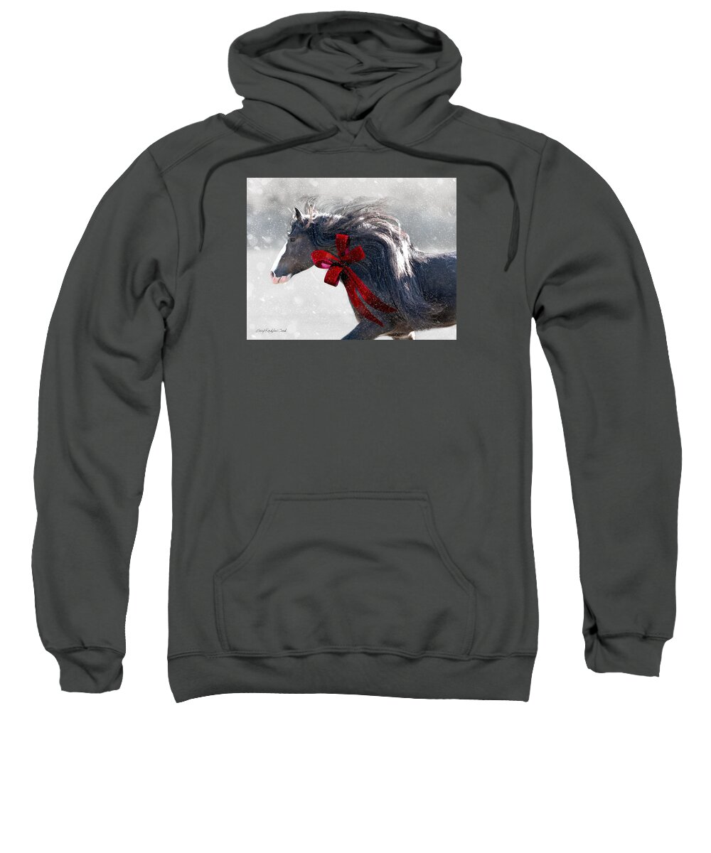 Equine Sweatshirt featuring the photograph The Christmas Beau by Terry Kirkland Cook