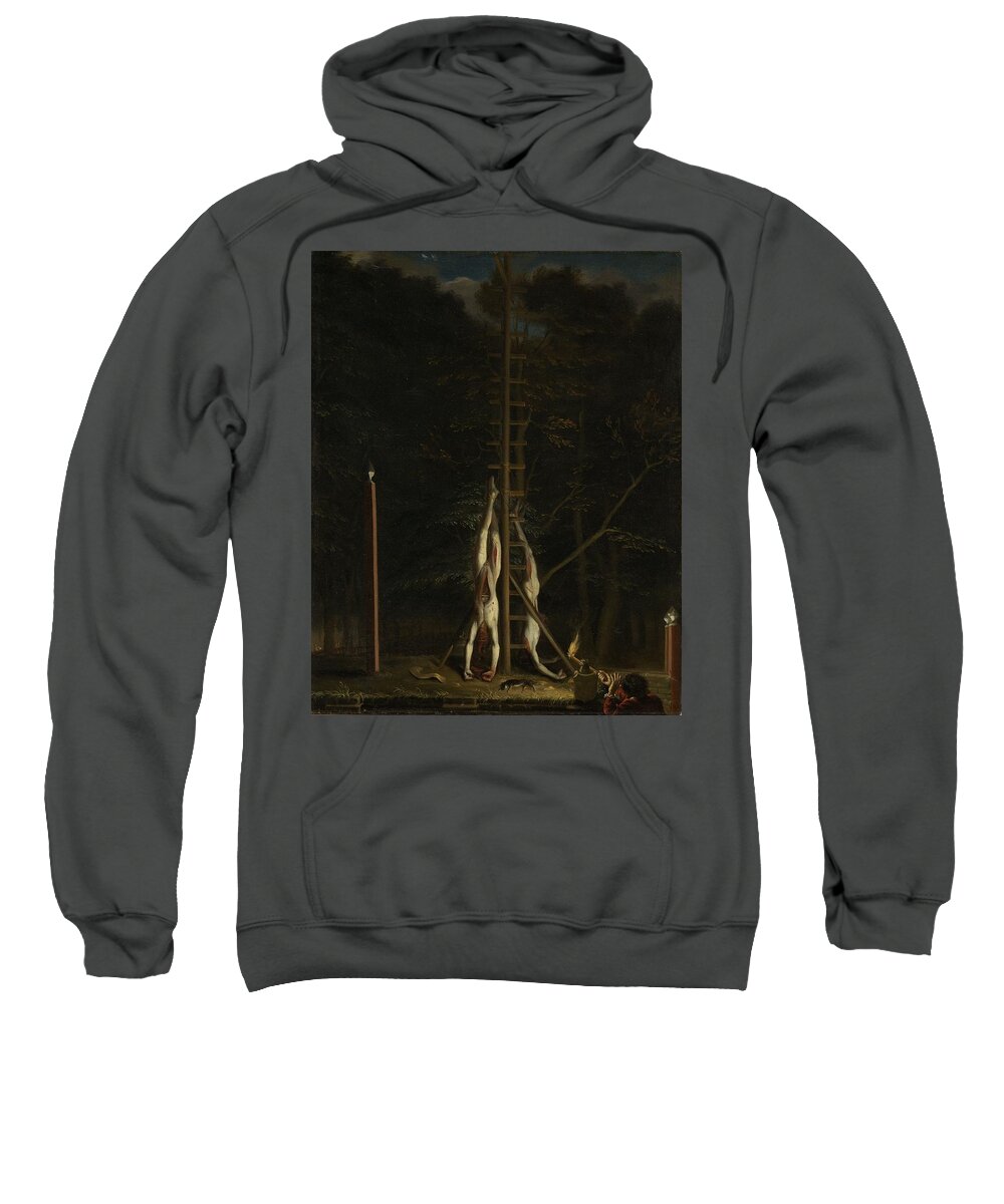 Jan De Baen Sweatshirt featuring the painting The Corpses of the De Witt Brothers, 1672 by Vincent Monozlay