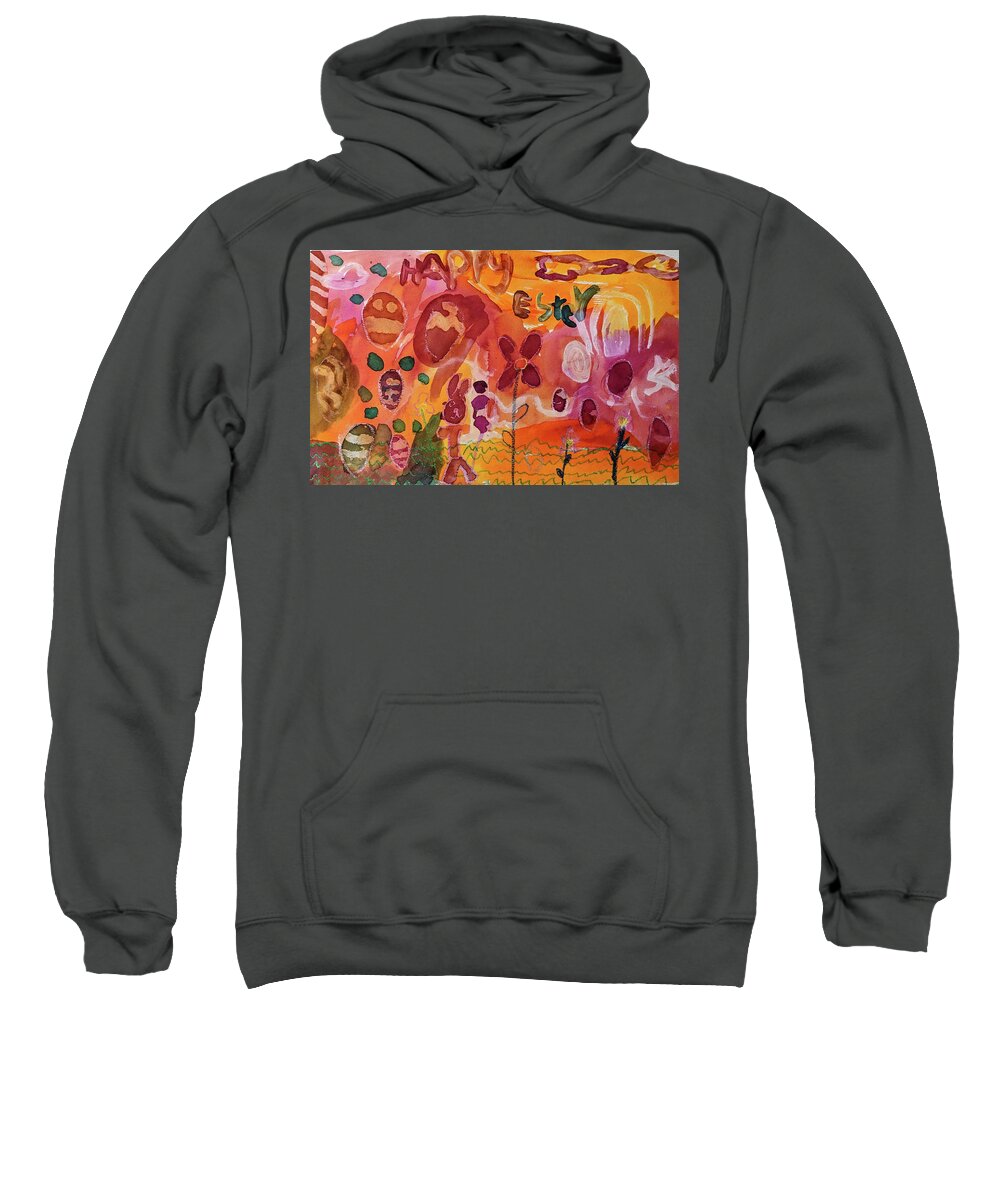  Sweatshirt featuring the painting The Easter Egg Hunt by Abigail White