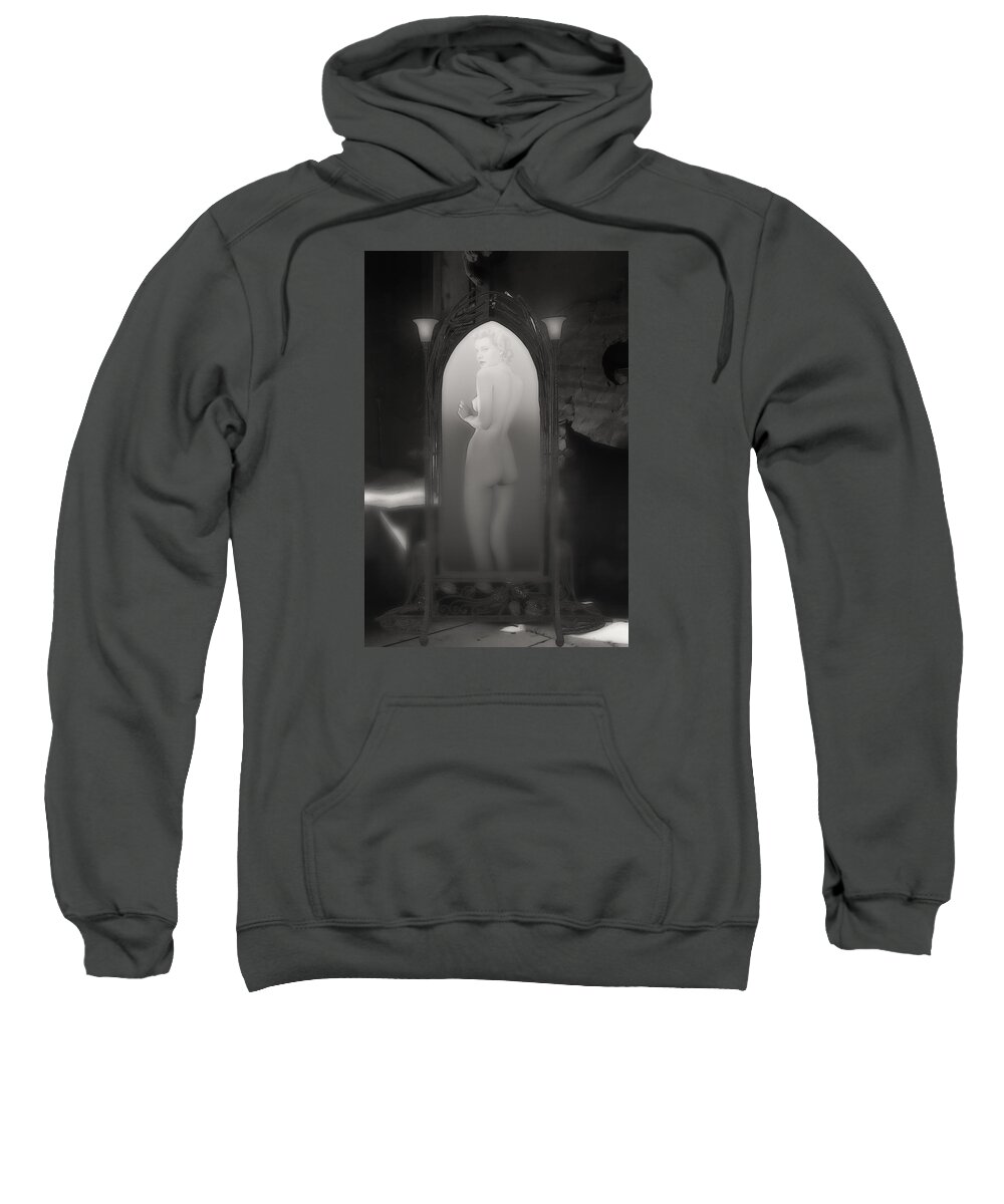 Woman Sweatshirt featuring the digital art The Ghost in the Basement by John Haldane