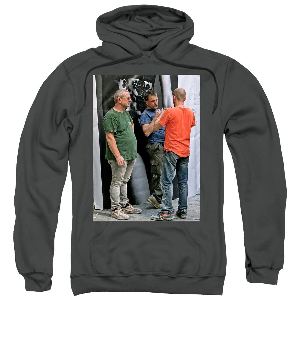 Fashion Week Sweatshirt featuring the photograph The Guys Who Make It Happen by Ira Shander
