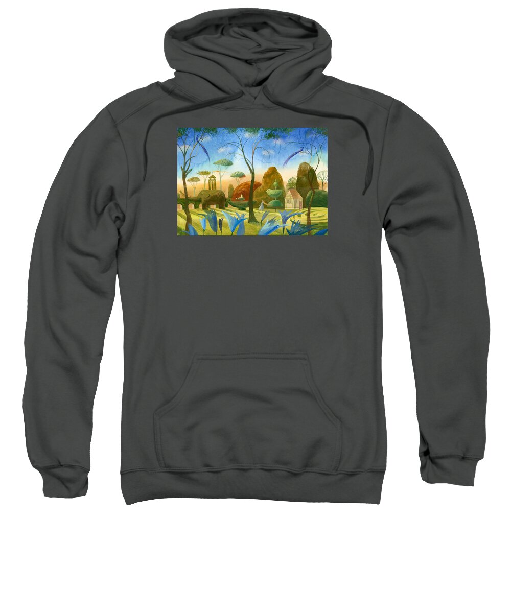 Garden Sweatshirt featuring the painting The Magic Garden by Victoria Fomina